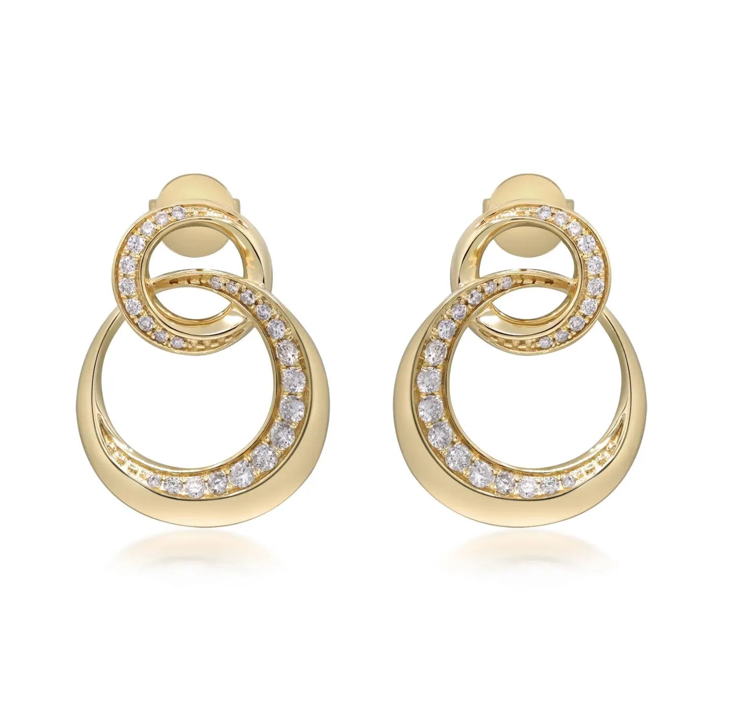 Classy Drop Diamond Earrings in 14k Yellow Gold