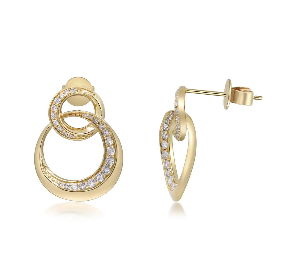 Classy Drop Diamond Earrings in 14k Yellow Gold