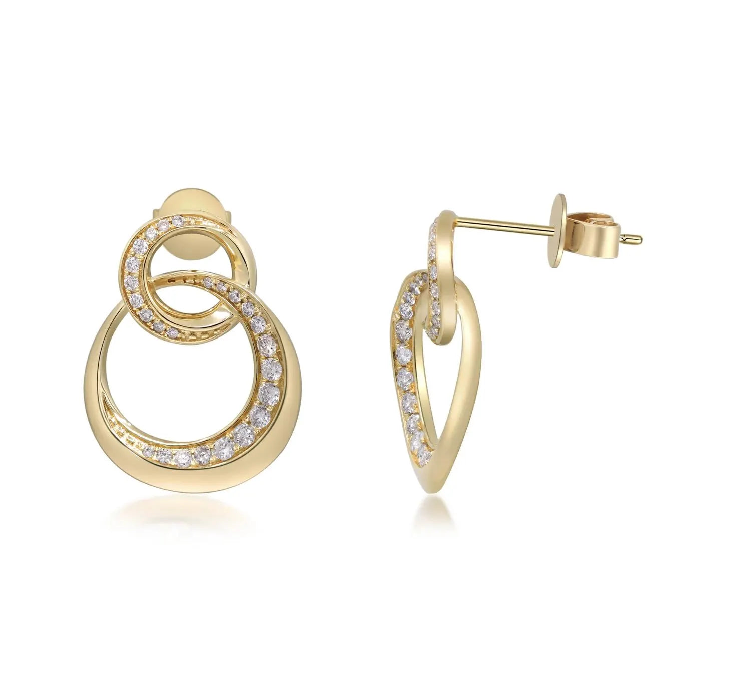 Classy Drop Diamond Earrings in 14k Yellow Gold