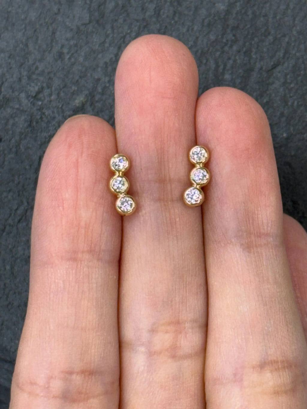 Diamond Stud Crawler Earrings in 18k Yellow Gold