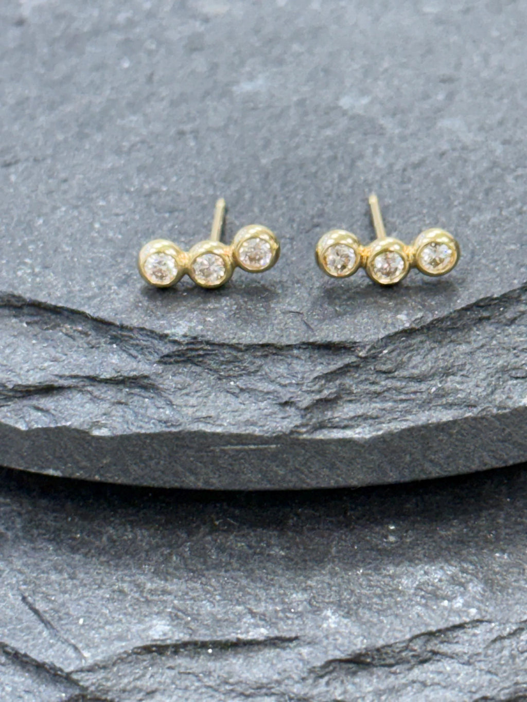 Diamond Stud Crawler Earrings in 18k Yellow Gold