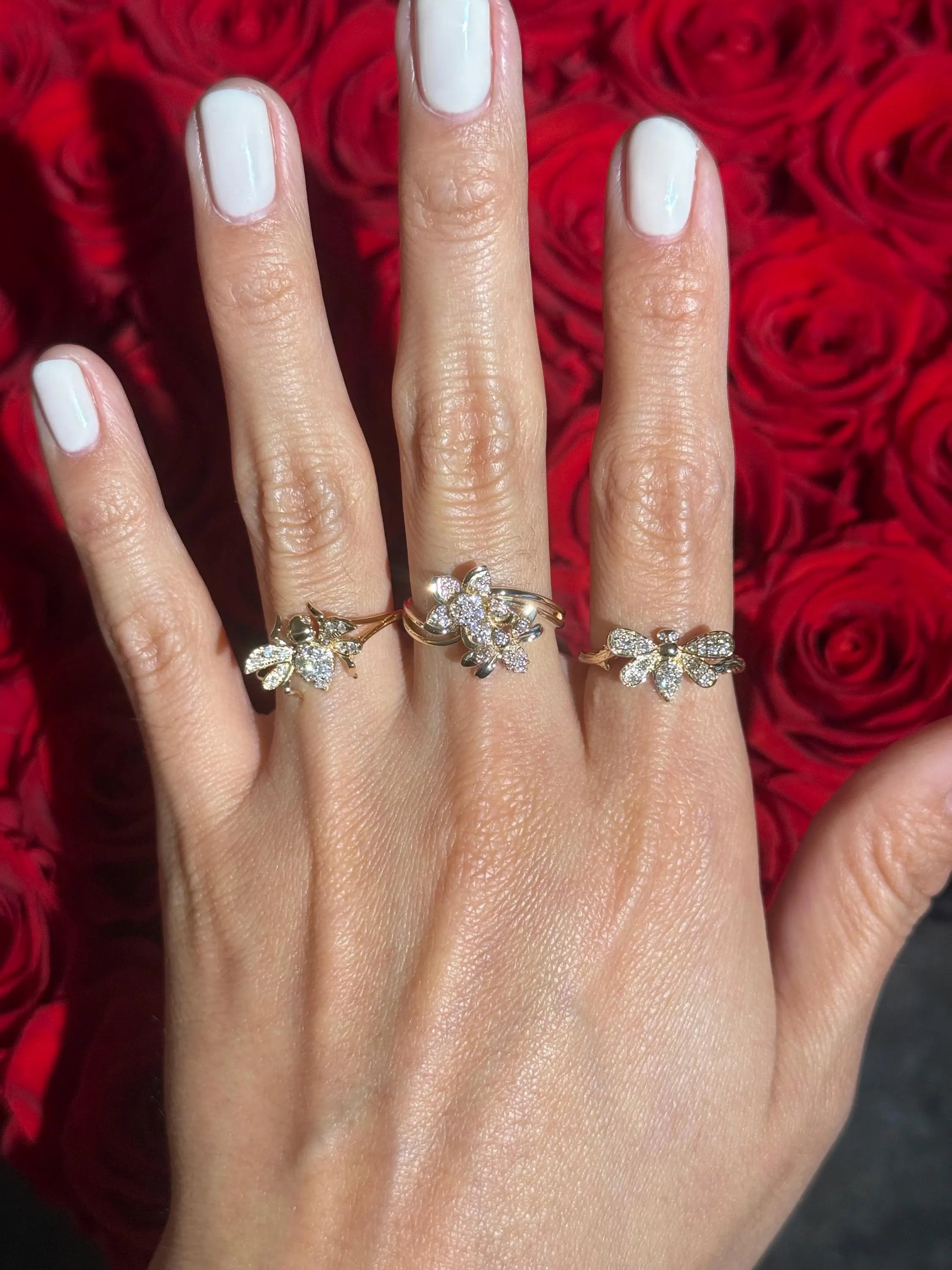 Beetle Diamond Ring in 14k Yellow Gold