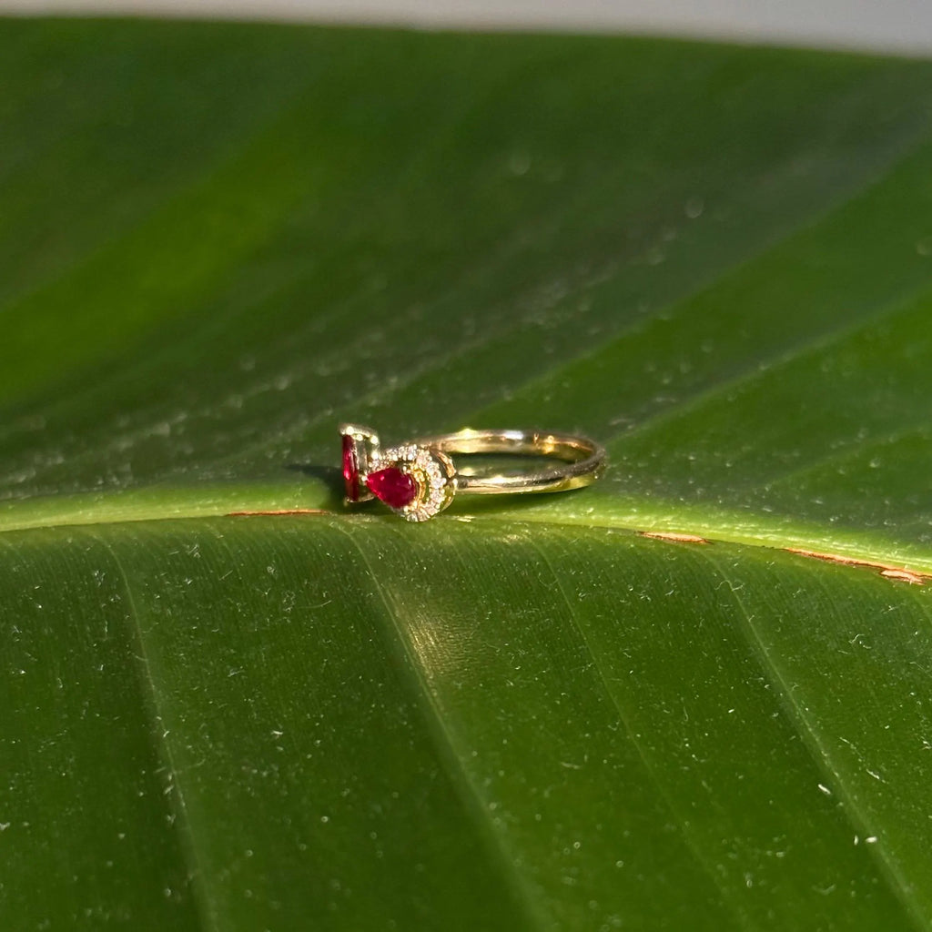 Toi et Moi Ruby Diamond Ring in 14k Yellow Gold