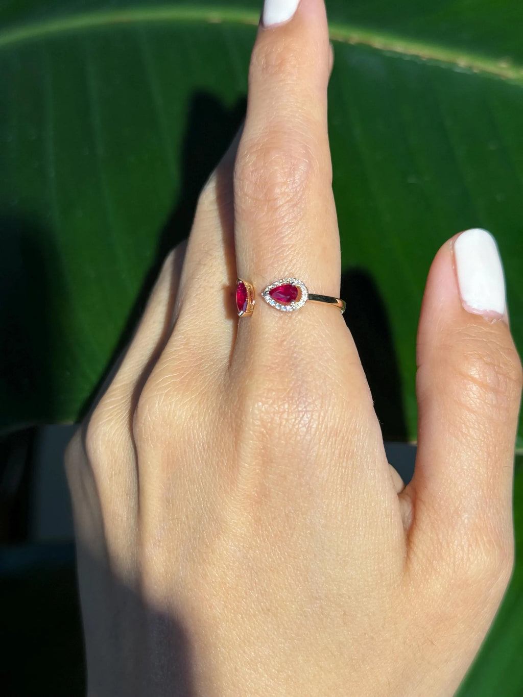 Toi et Moi Ruby Diamond Ring in 14k Yellow Gold