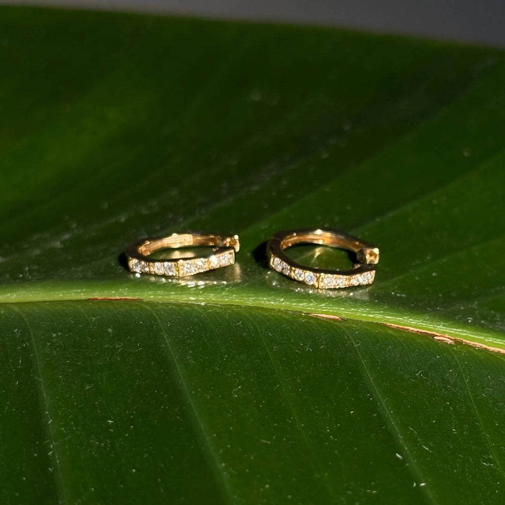 Diamond Hoop Earrings in 14k Yellow Gold
