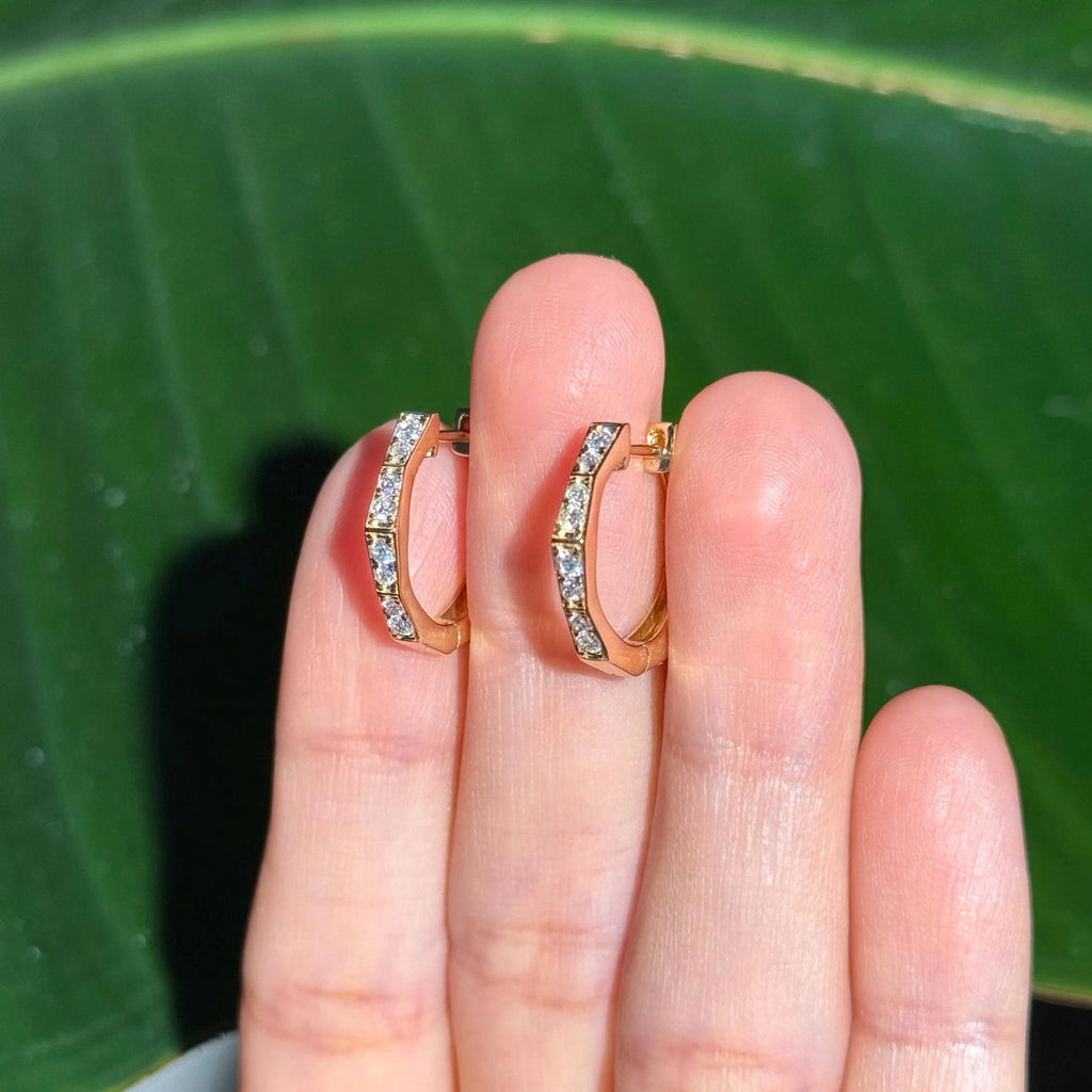 Diamond Hoop Earrings in 14k Yellow Gold