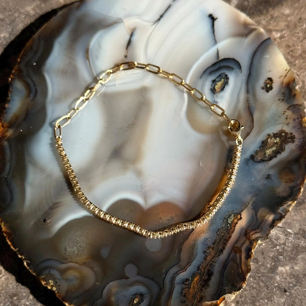 Diamond Tennis Chain Bracelet in 14k Yellow Gold