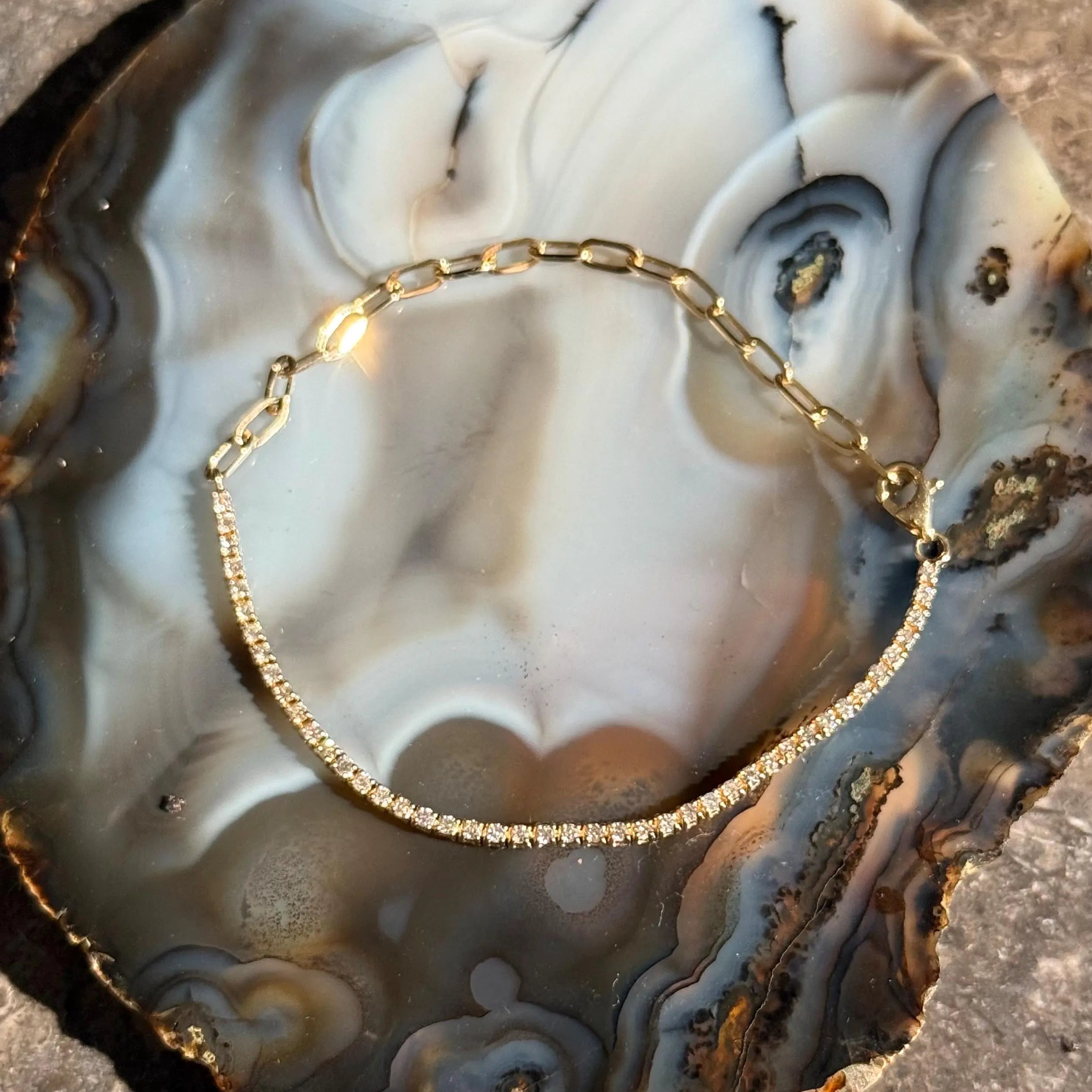 Diamond Tennis Chain Bracelet in 14k Yellow Gold