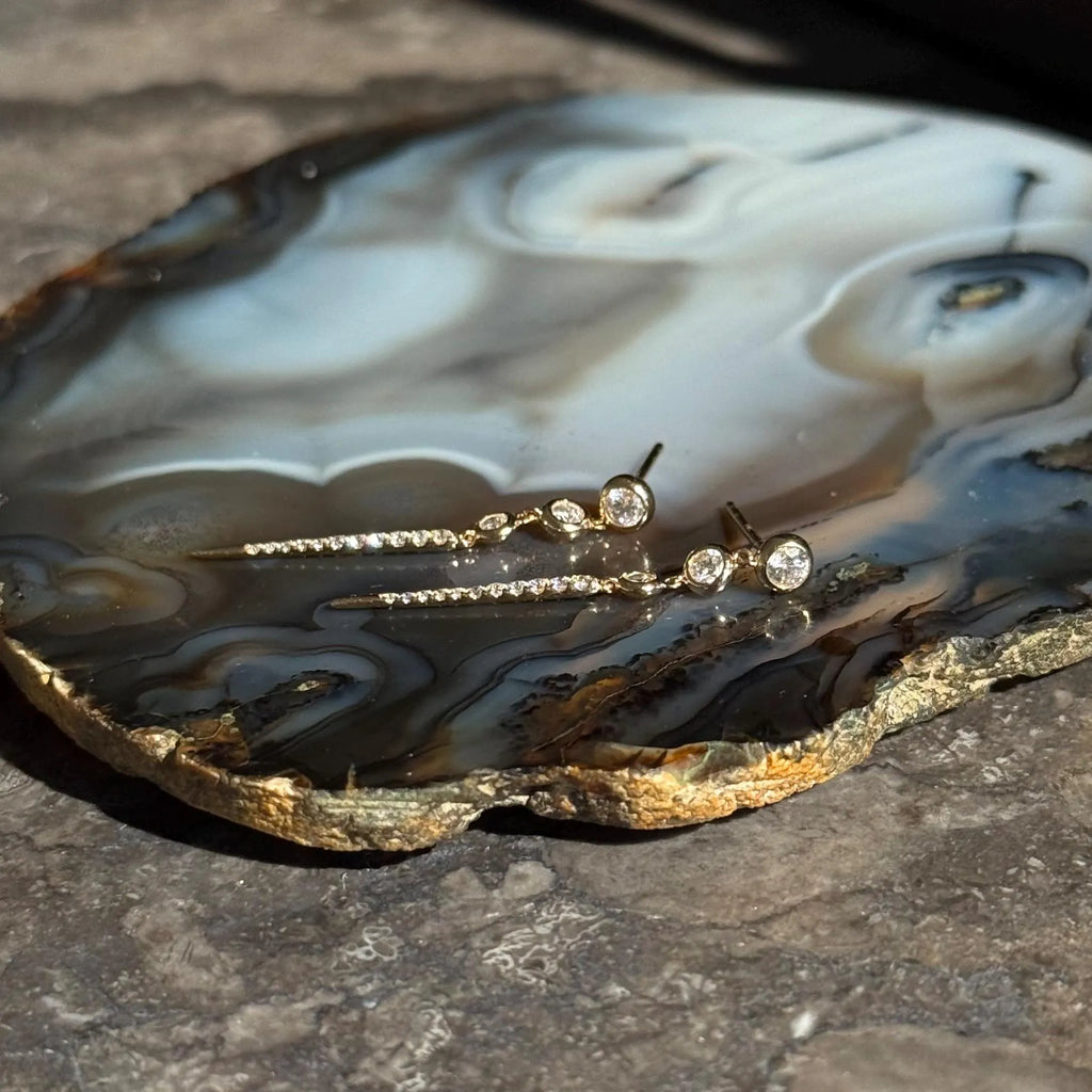 Drop Diamond Earrings in 14k Yellow Gold