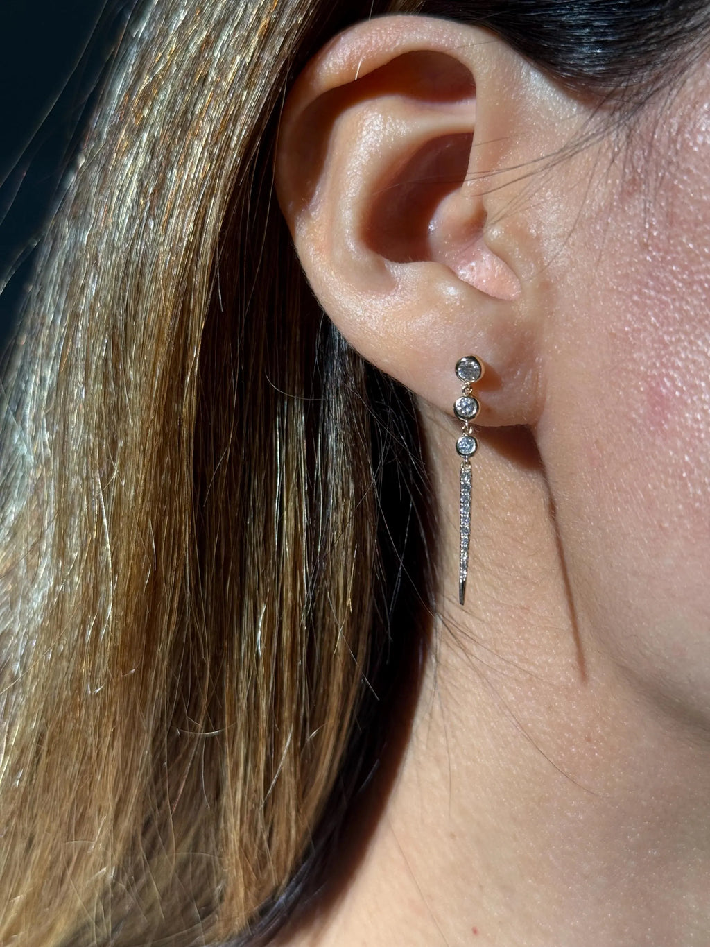 Drop Diamond Earrings in 14k Yellow Gold