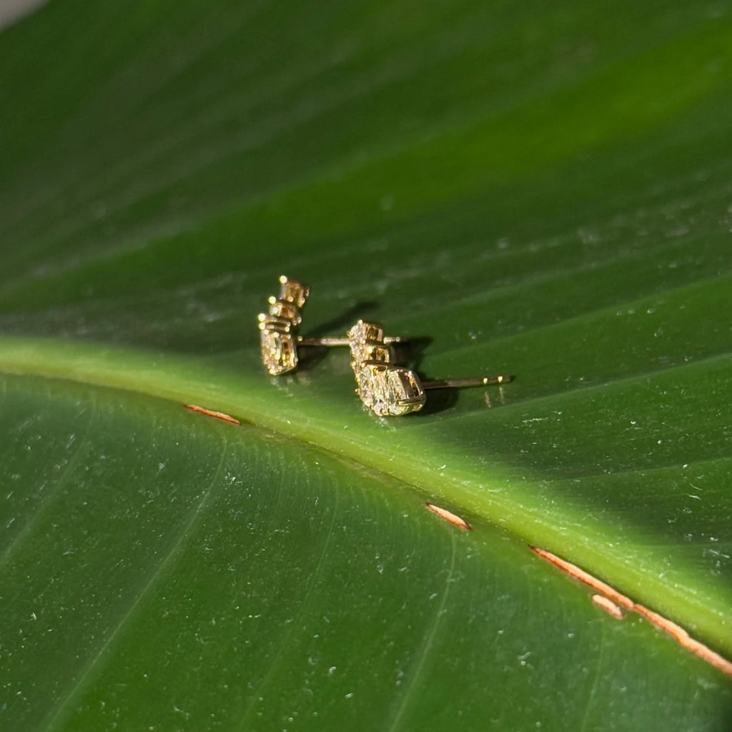 Diamond Stud Crawler Earrings in 18k Yellow Gold