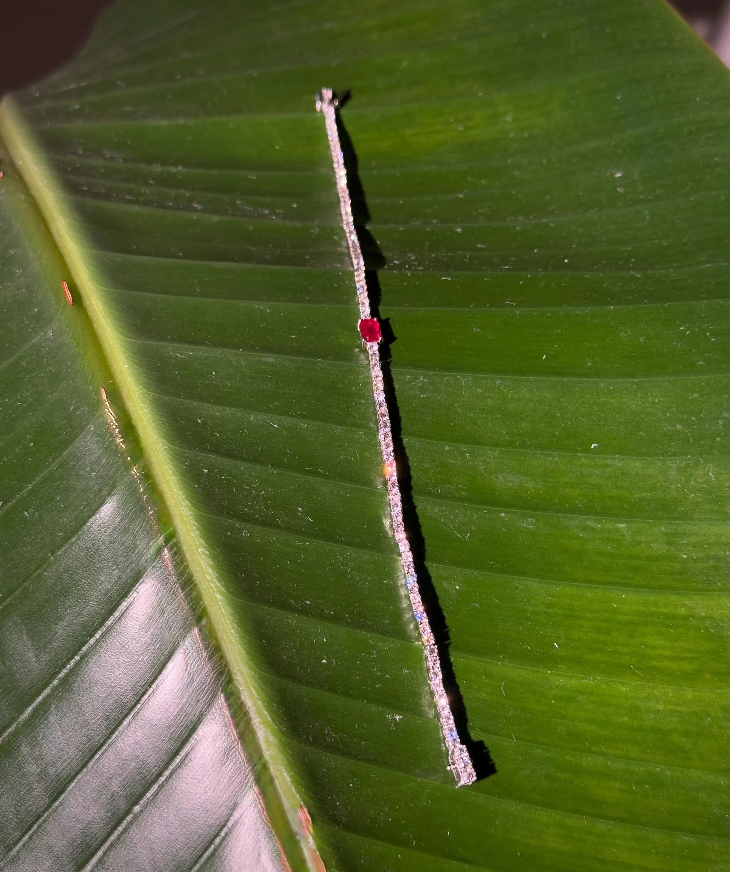 Ruby Diamond Tennis Bracelet in 14k White Gold