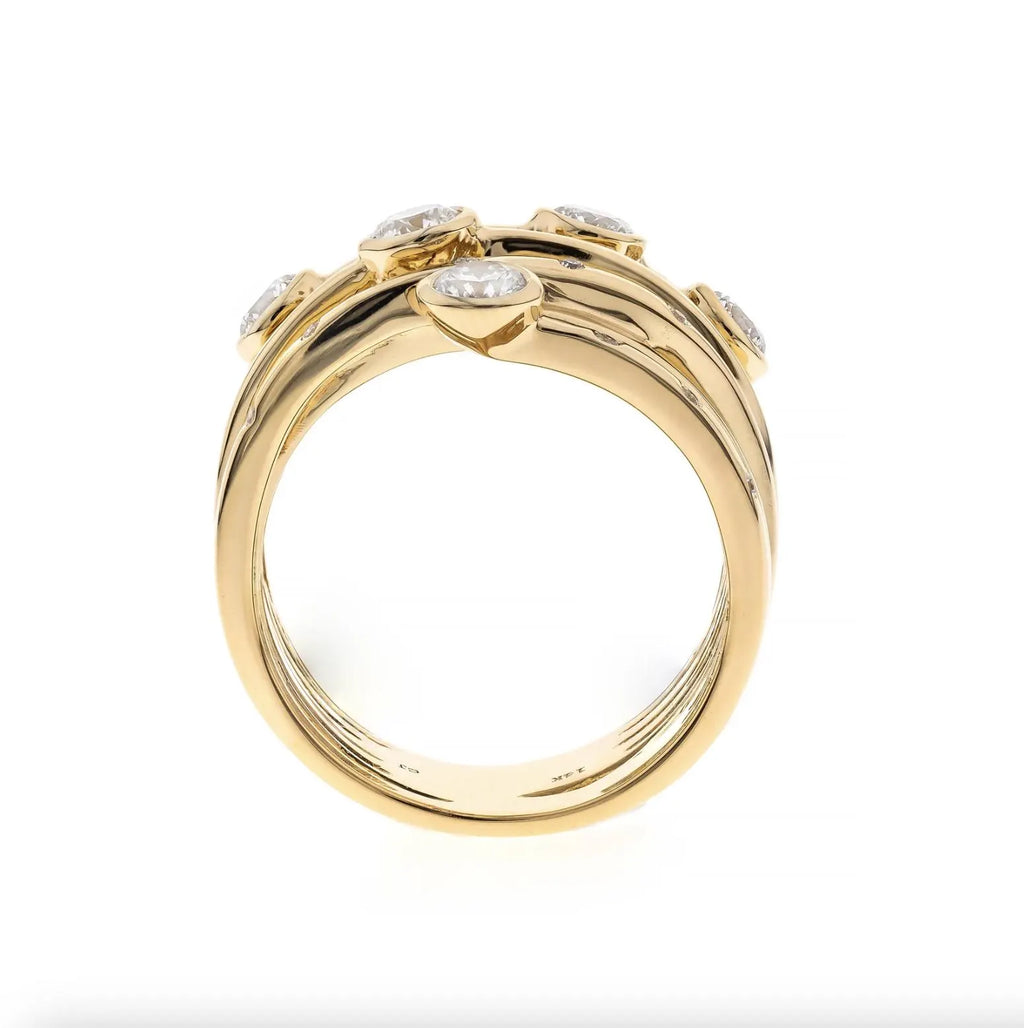 Statement Chunky Diamond Ring in 18k Yellow Gold