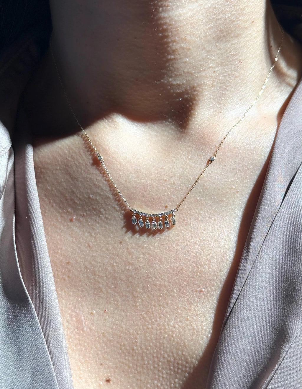 Fringe Diamond Necklace in 14k Yellow Gold