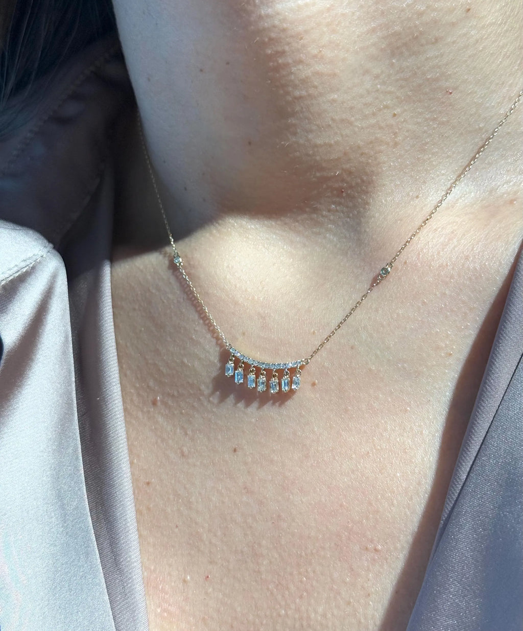 Fringe Diamond Necklace in 14k Yellow Gold