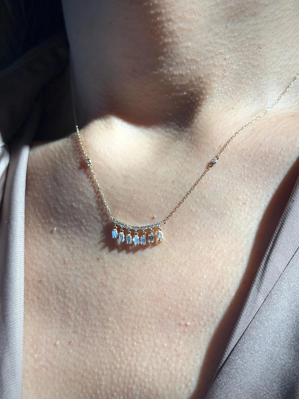 Fringe Diamond Necklace in 14k Yellow Gold