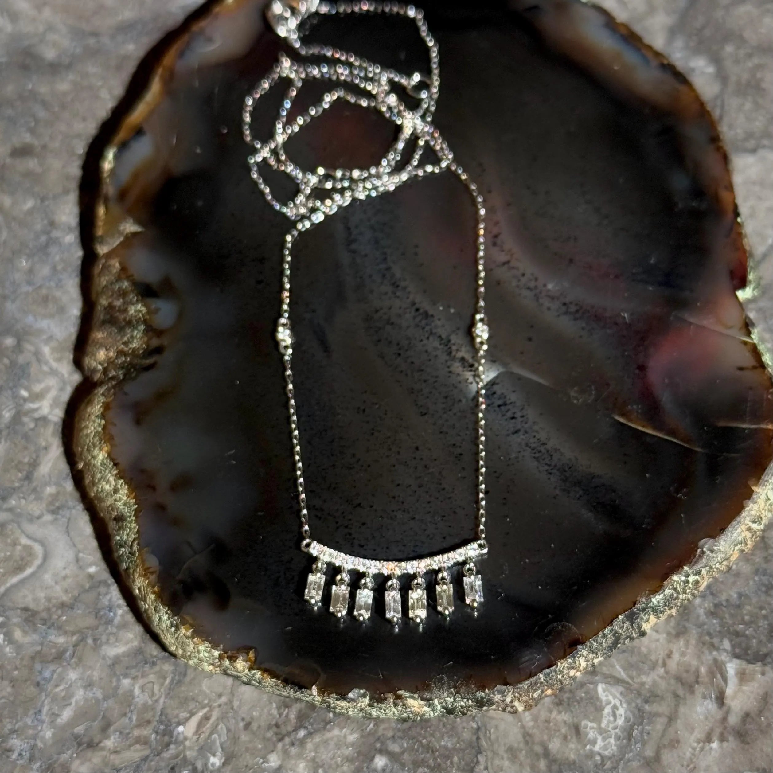 Fringe Diamond Necklace in 14k White Gold