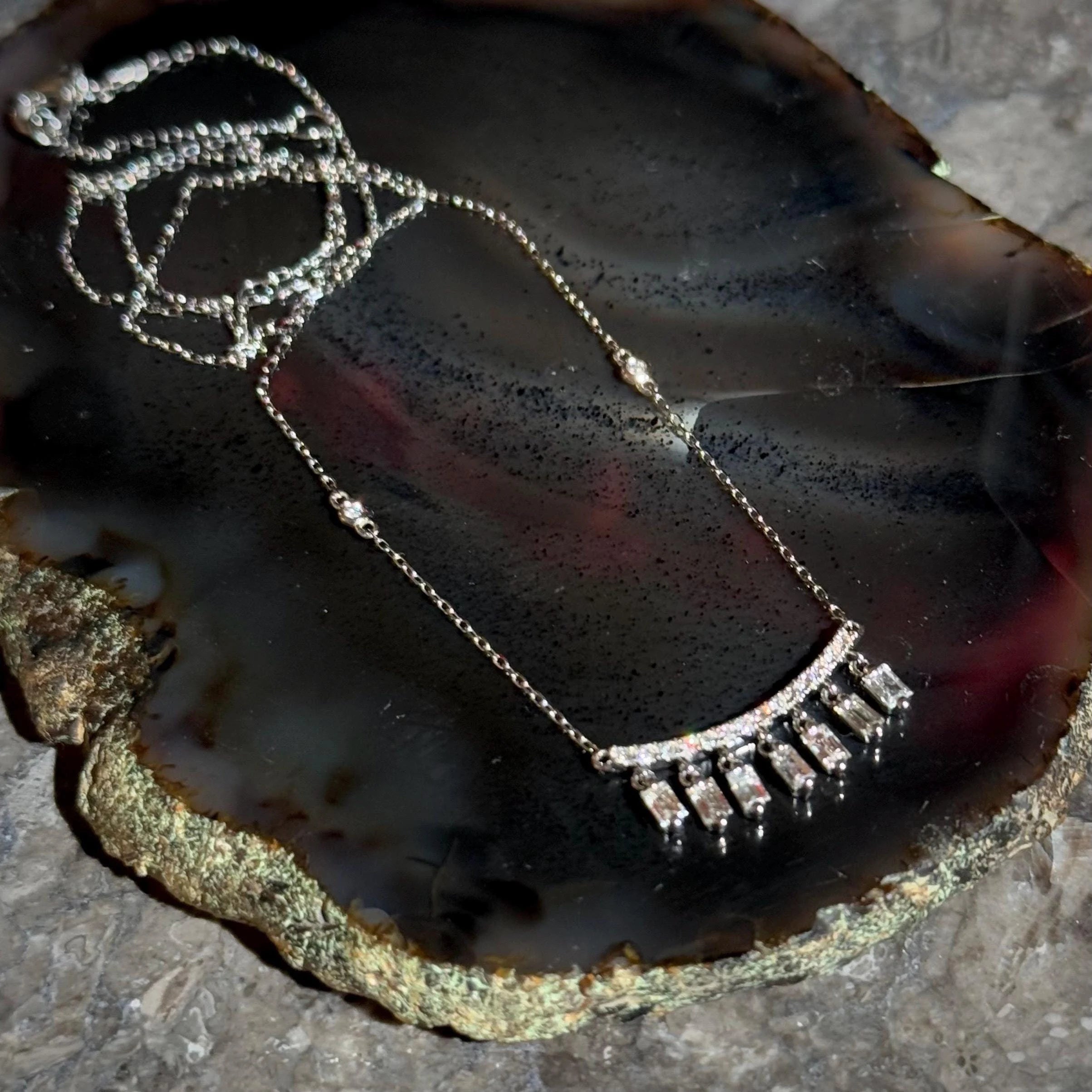 Fringe Diamond Necklace in 14k White Gold