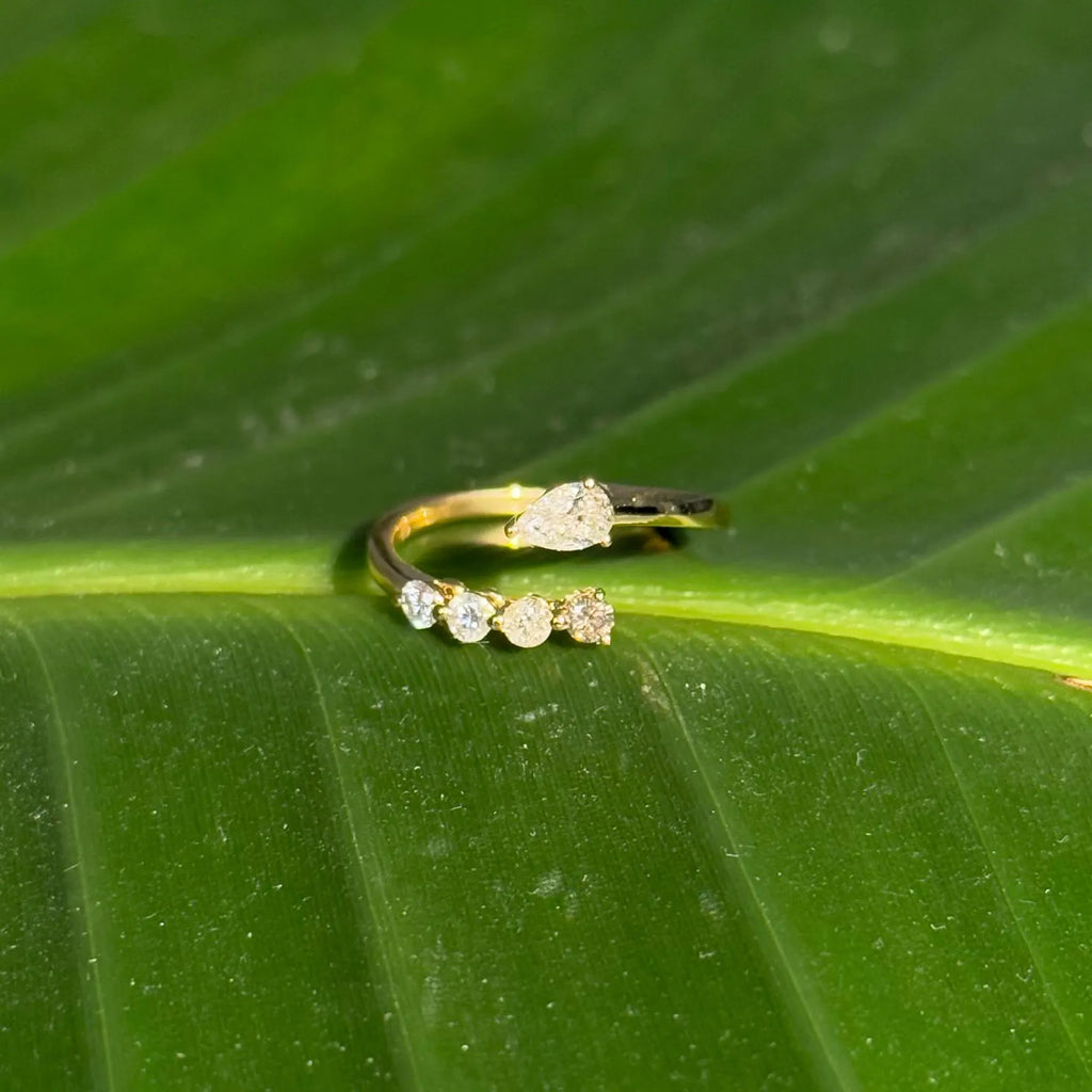Classy Diamond Bypass Ring in 18k Yellow Gold