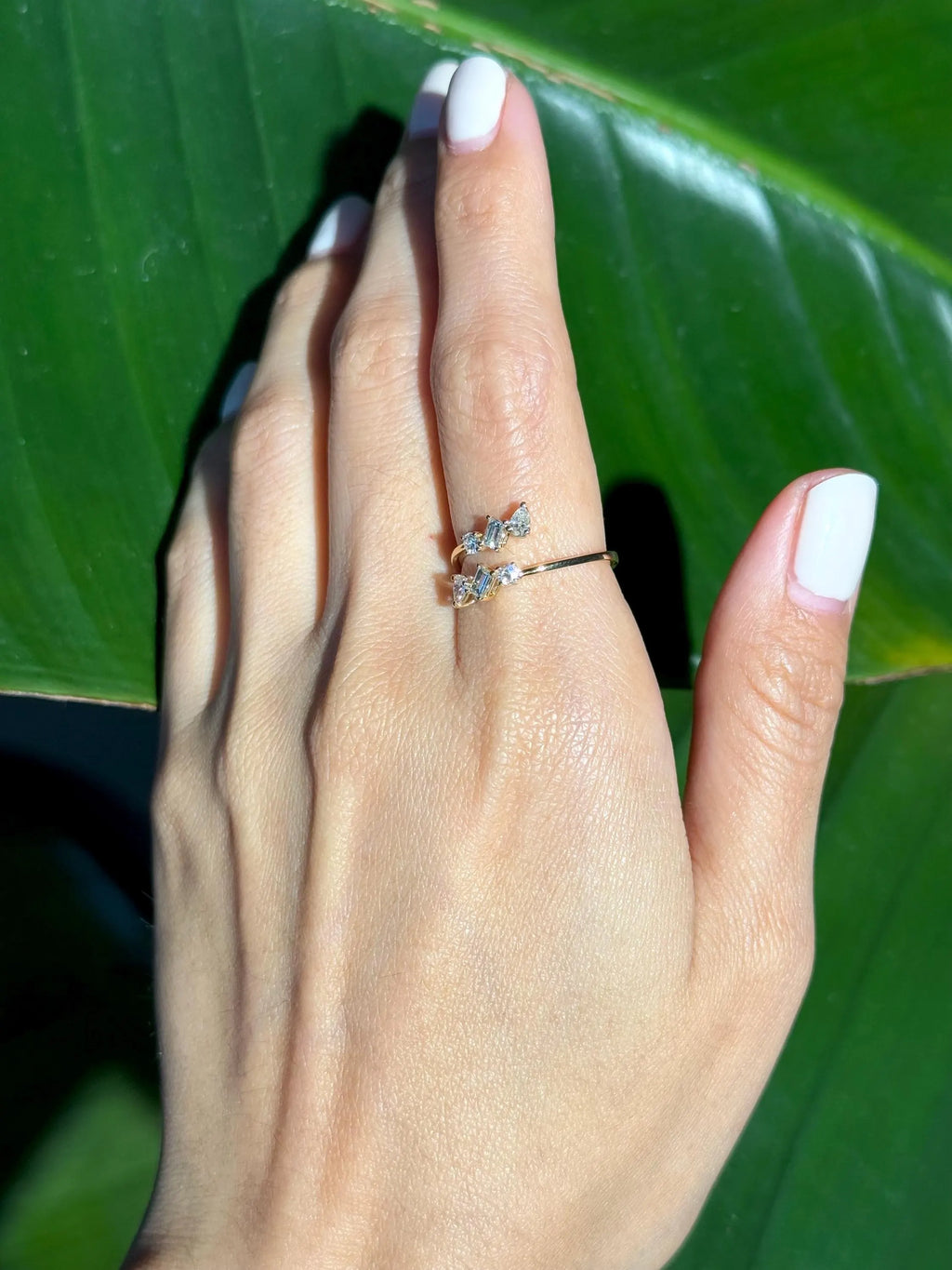 Classy Diamond Bypass Ring in 18k Yellow Gold