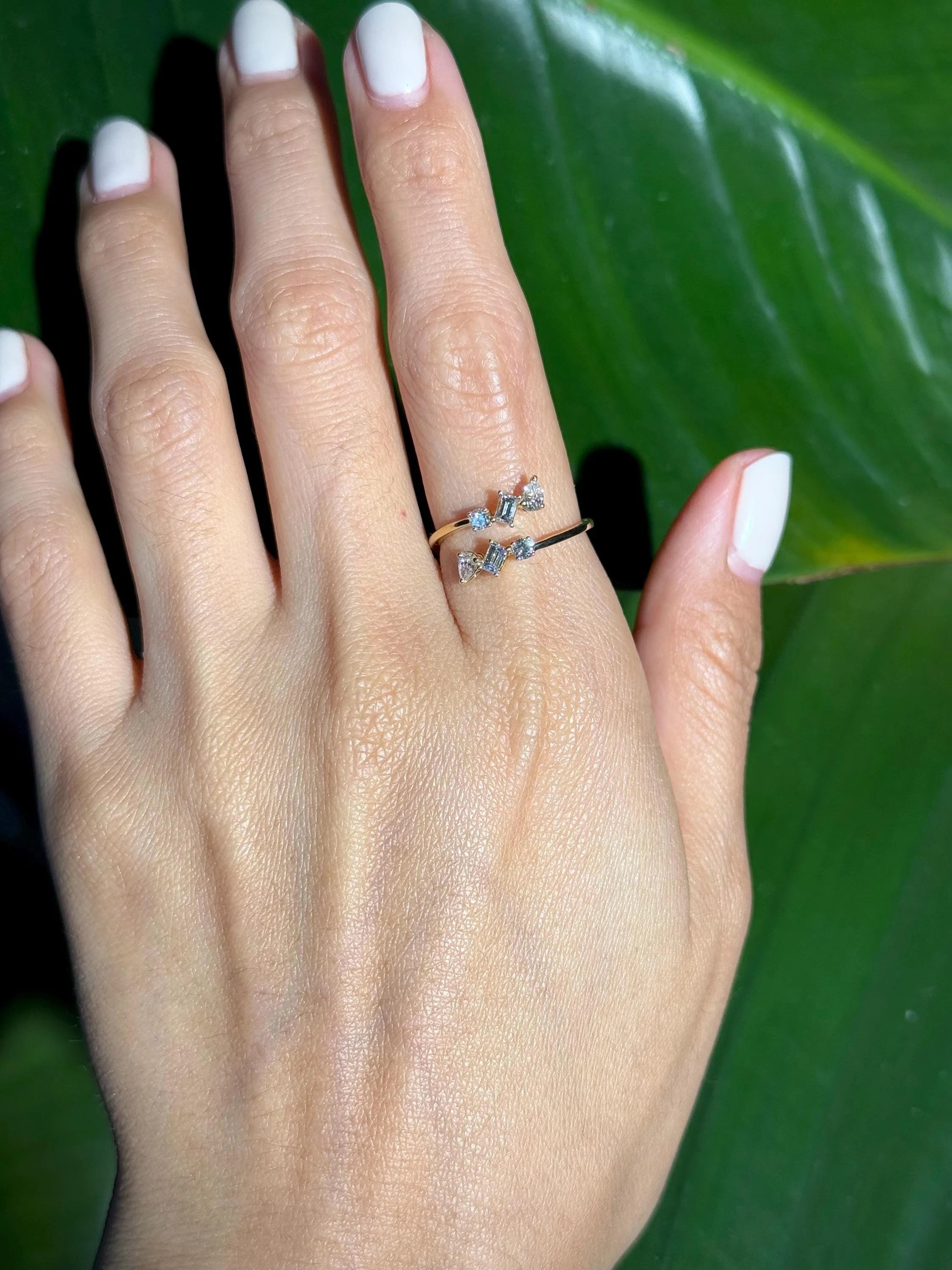 Classy Diamond Bypass Ring in 18k Yellow Gold