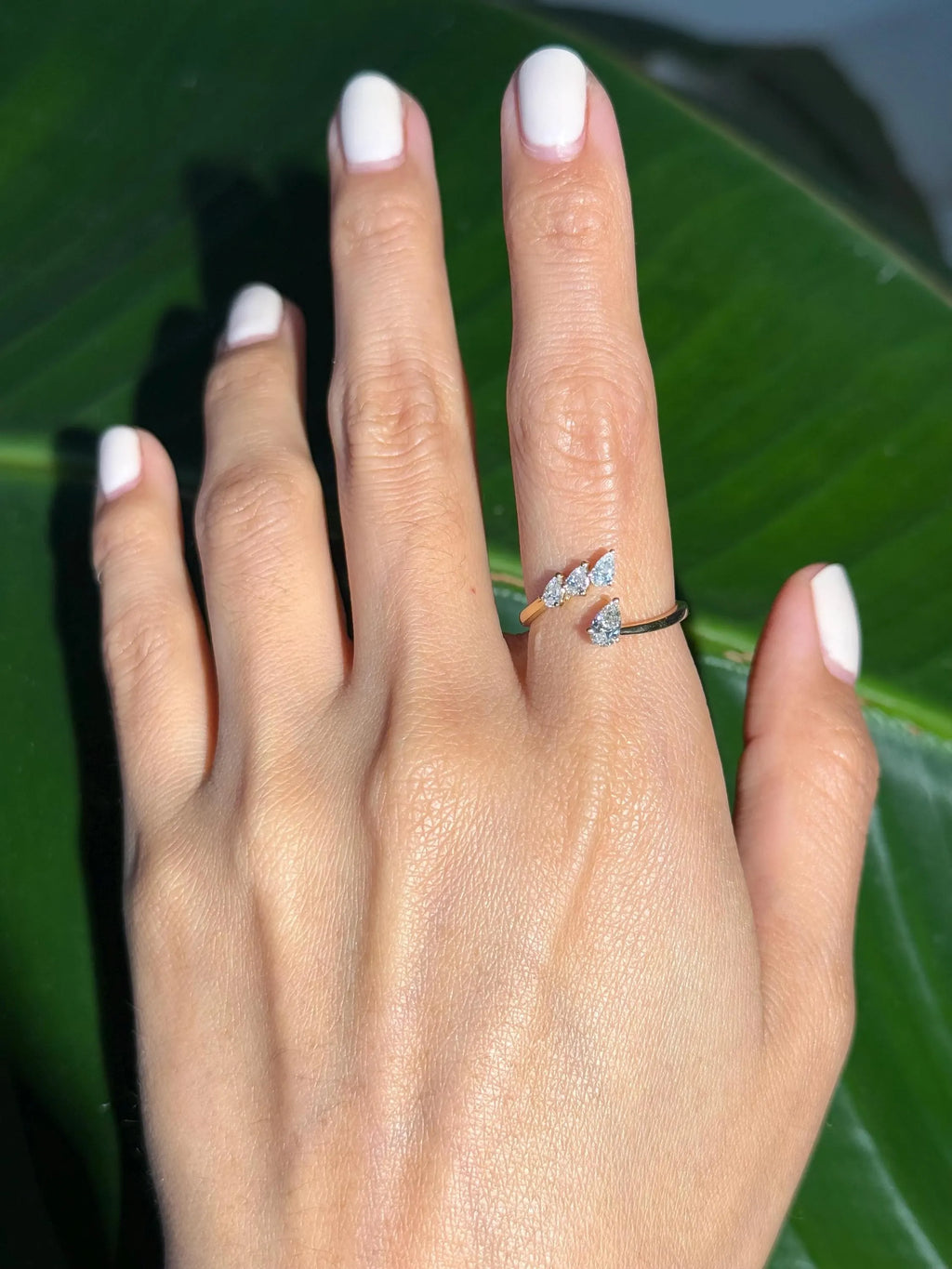 Classy Diamond Bypass Ring in 14k Yellow Gold