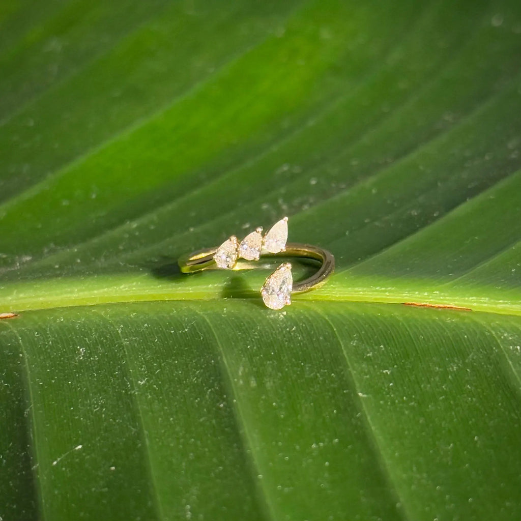 Classy Diamond Bypass Ring in 14k Yellow Gold