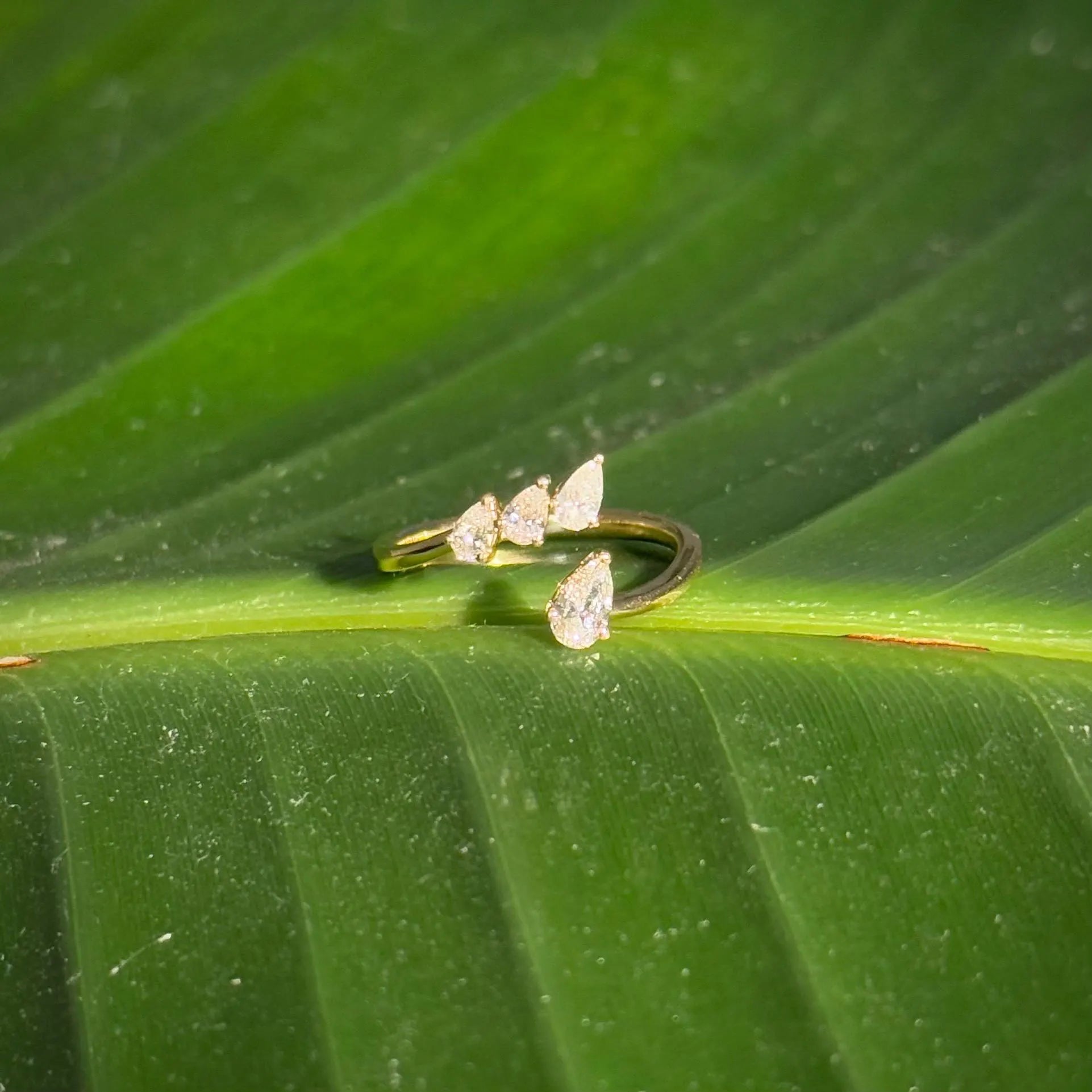 Classy Diamond Bypass Ring in 14k Yellow Gold