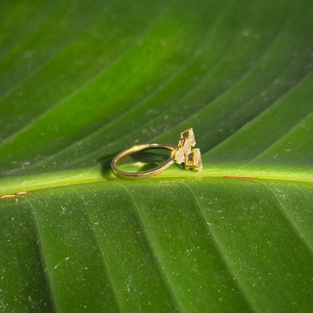 Classy Diamond Bypass Ring in 14k Yellow Gold