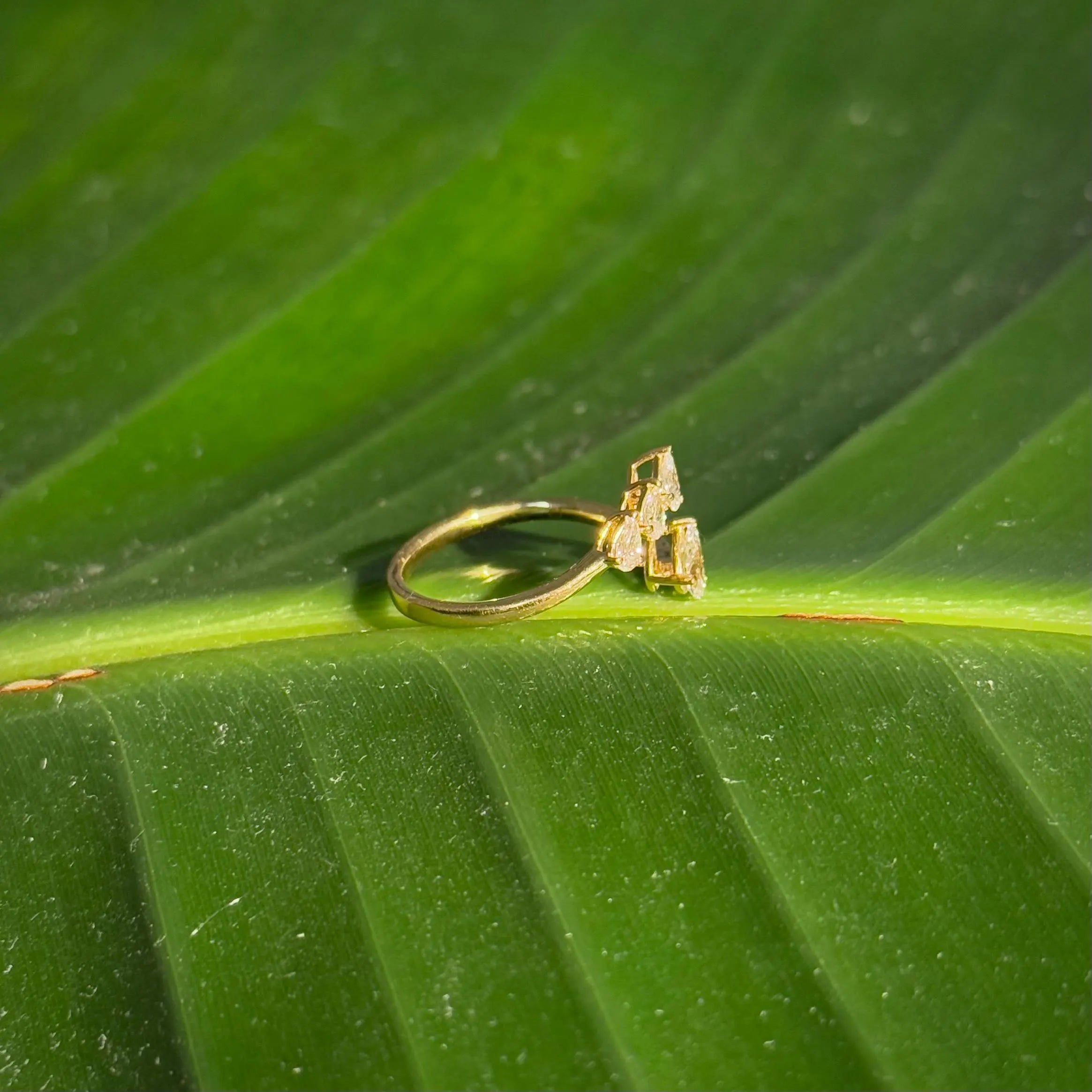 Classy Diamond Bypass Ring in 14k Yellow Gold