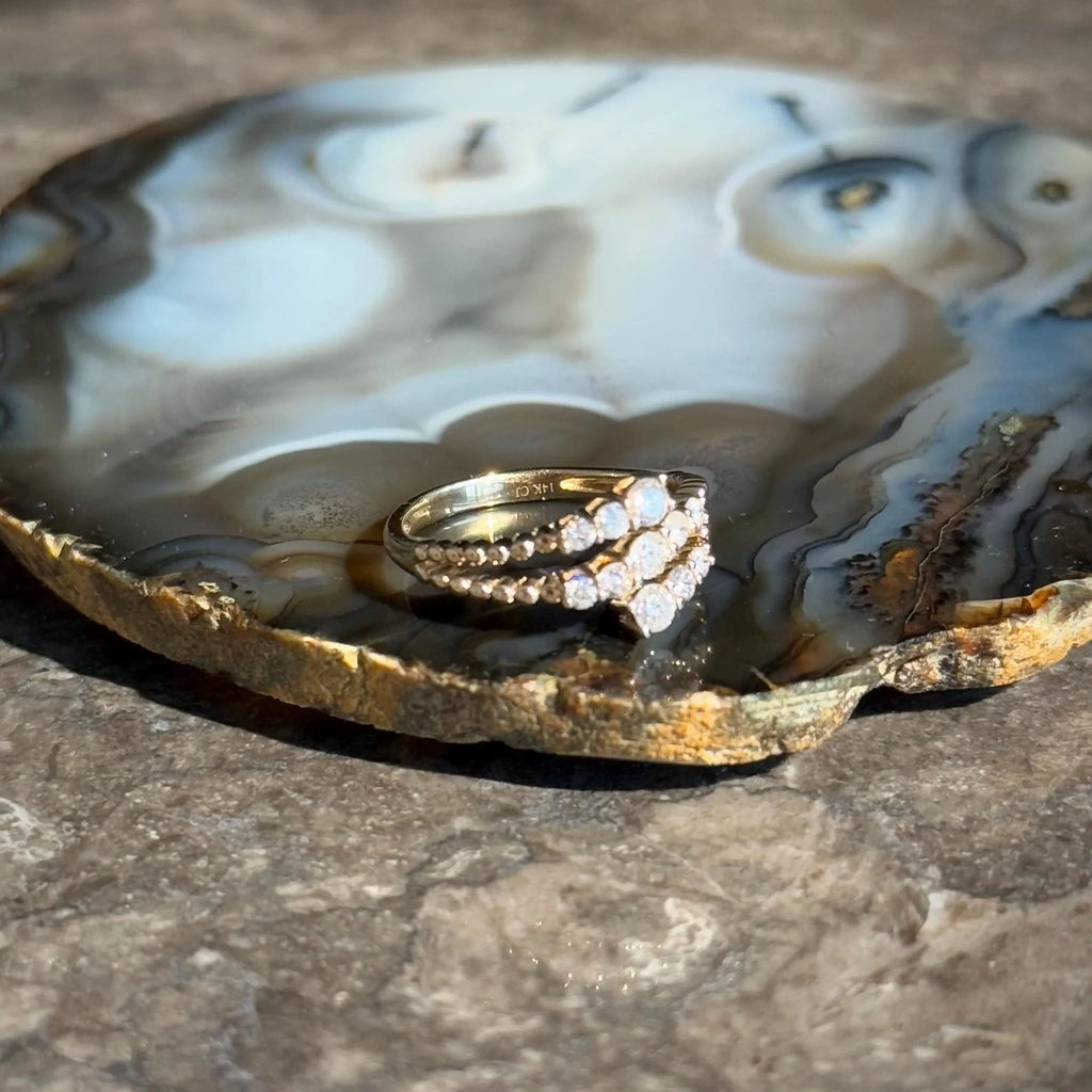 Classy Diamond Bypass Ring in 14k Yellow Gold