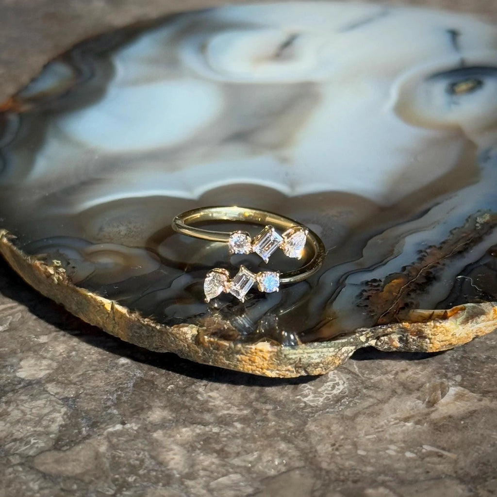 Classy Diamond Bypass Ring in 18k Yellow Gold