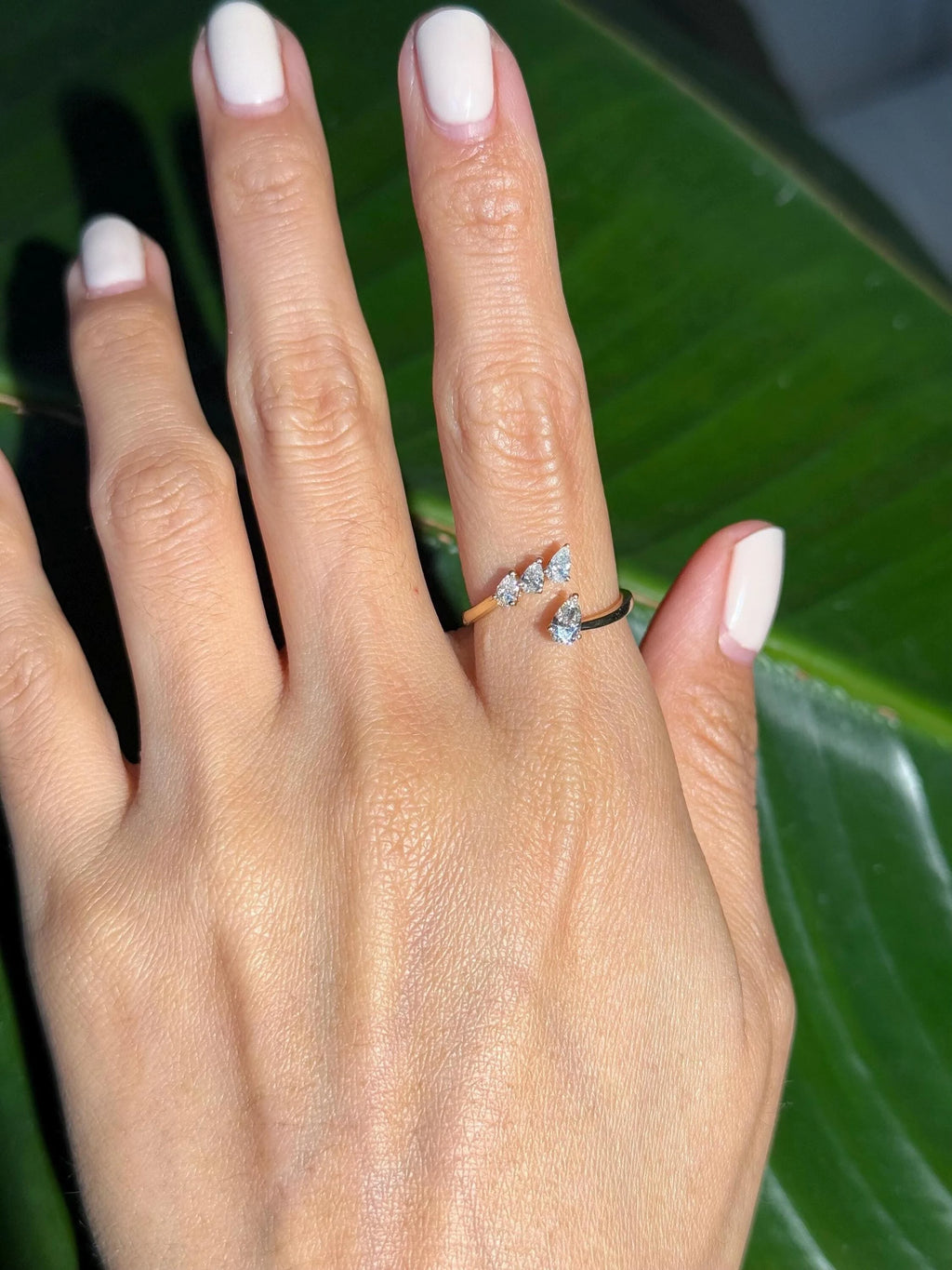 Classy Diamond Bypass Ring in 14k Yellow Gold