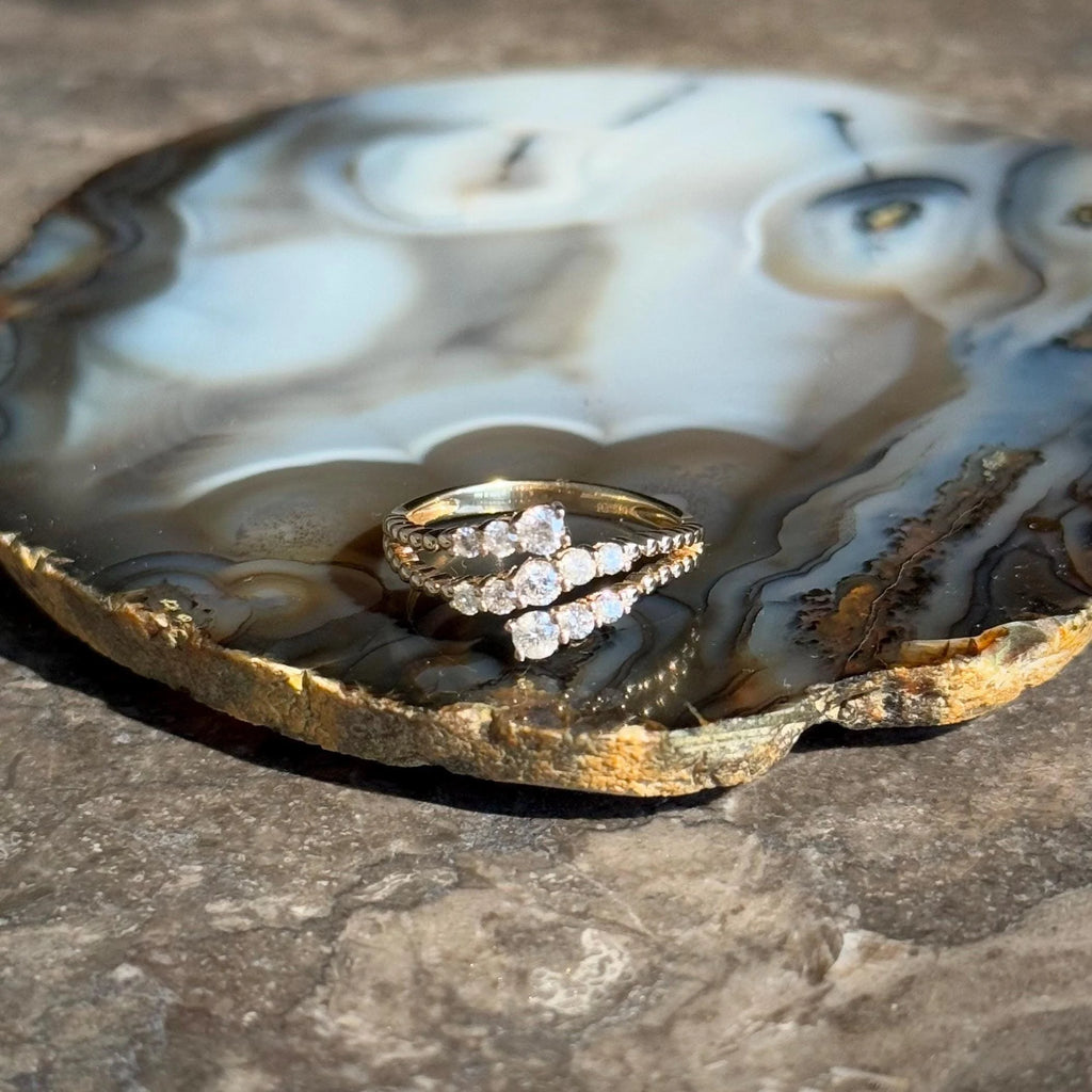 Classy Diamond Bypass Ring in 14k Yellow Gold