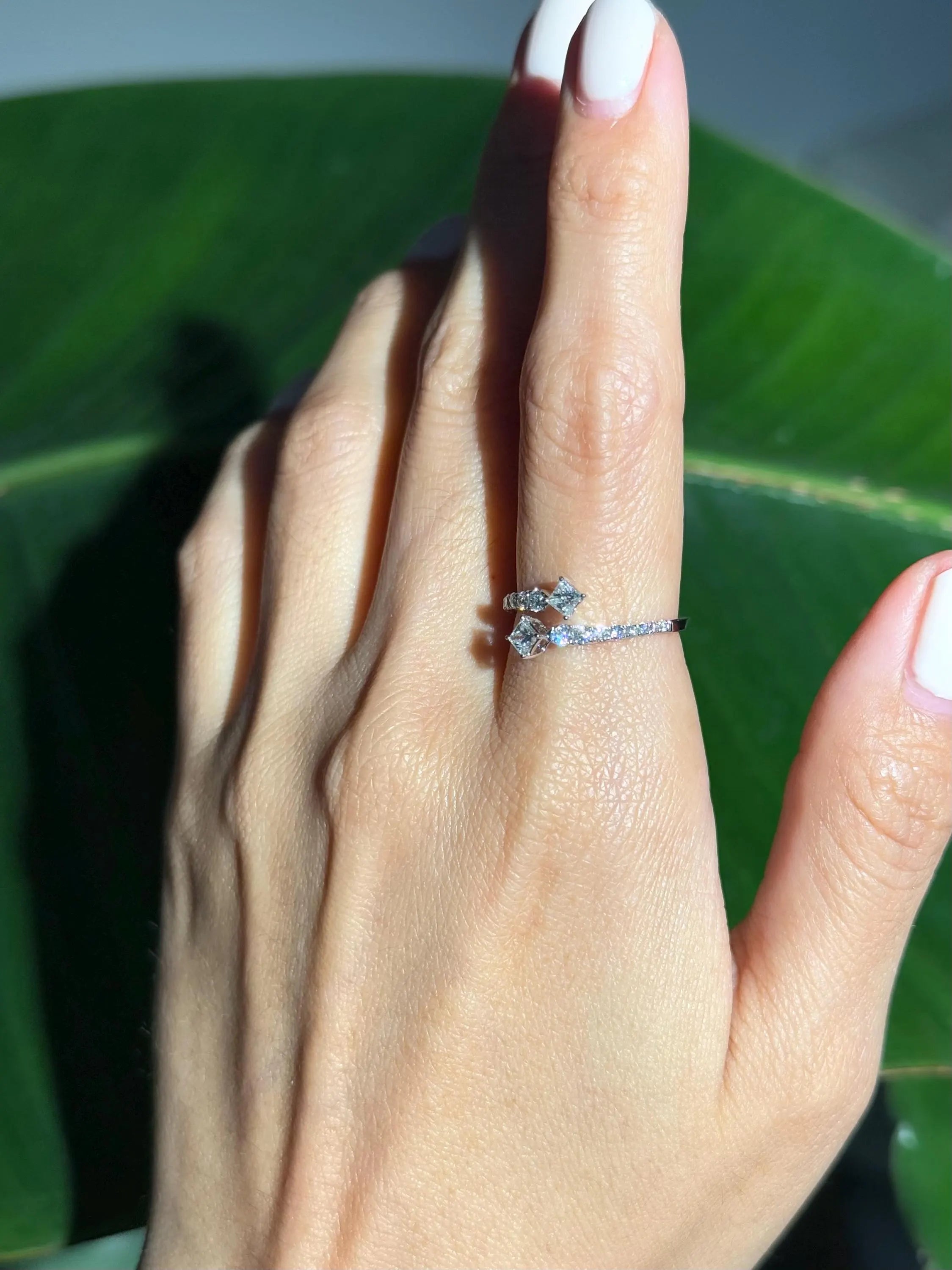 Princess Diamond Bypass Ring in 14k White Gold