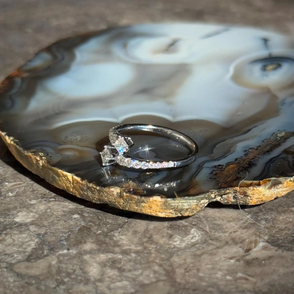 Princess Diamond Bypass Ring in 14k White Gold