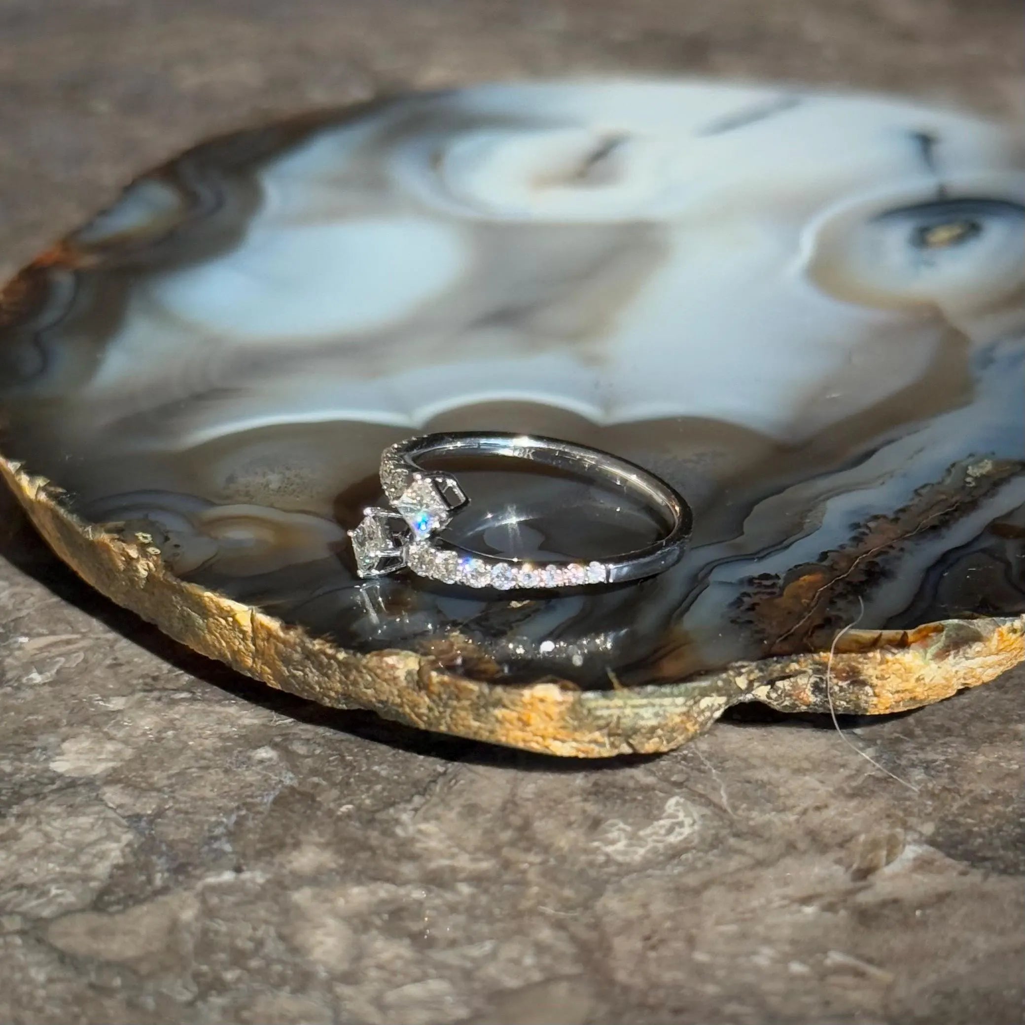 Princess Diamond Bypass Ring in 14k White Gold