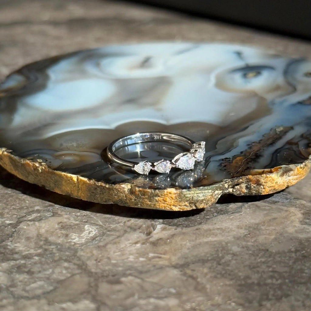 Classy Diamond Bypass Ring in 18k White Gold