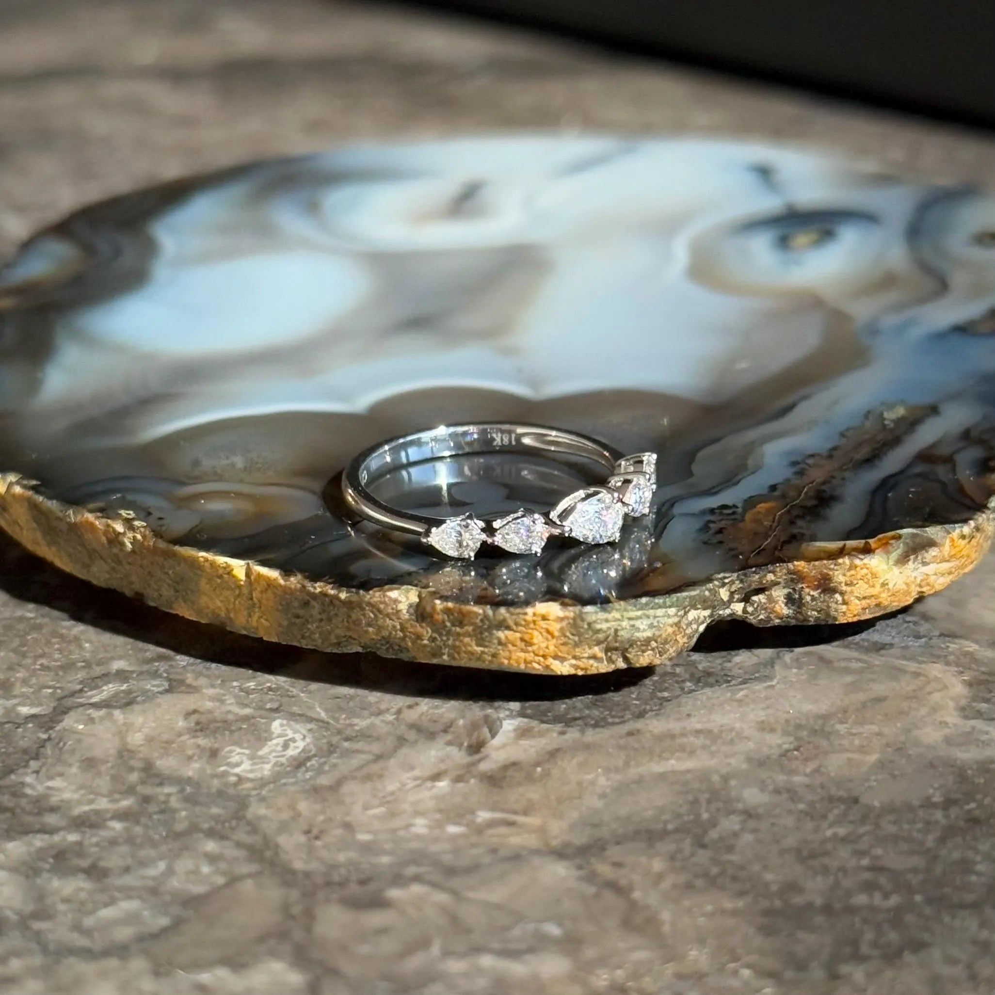 Classy Diamond Bypass Ring in 18k White Gold