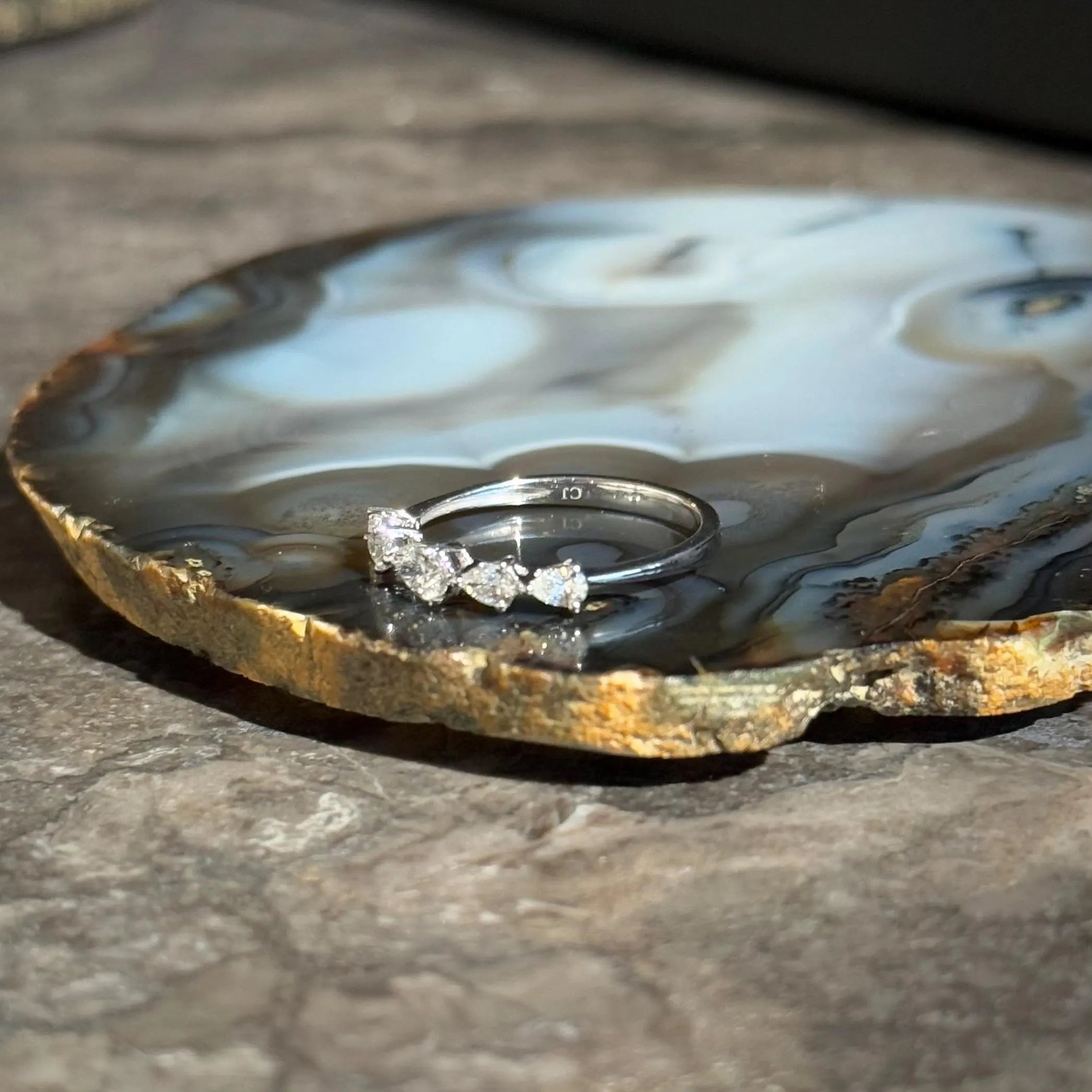 Classy Diamond Bypass Ring in 18k White Gold