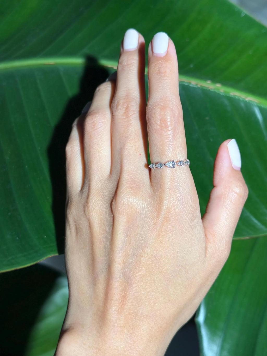 Classy Diamond Bypass Ring in 18k White Gold