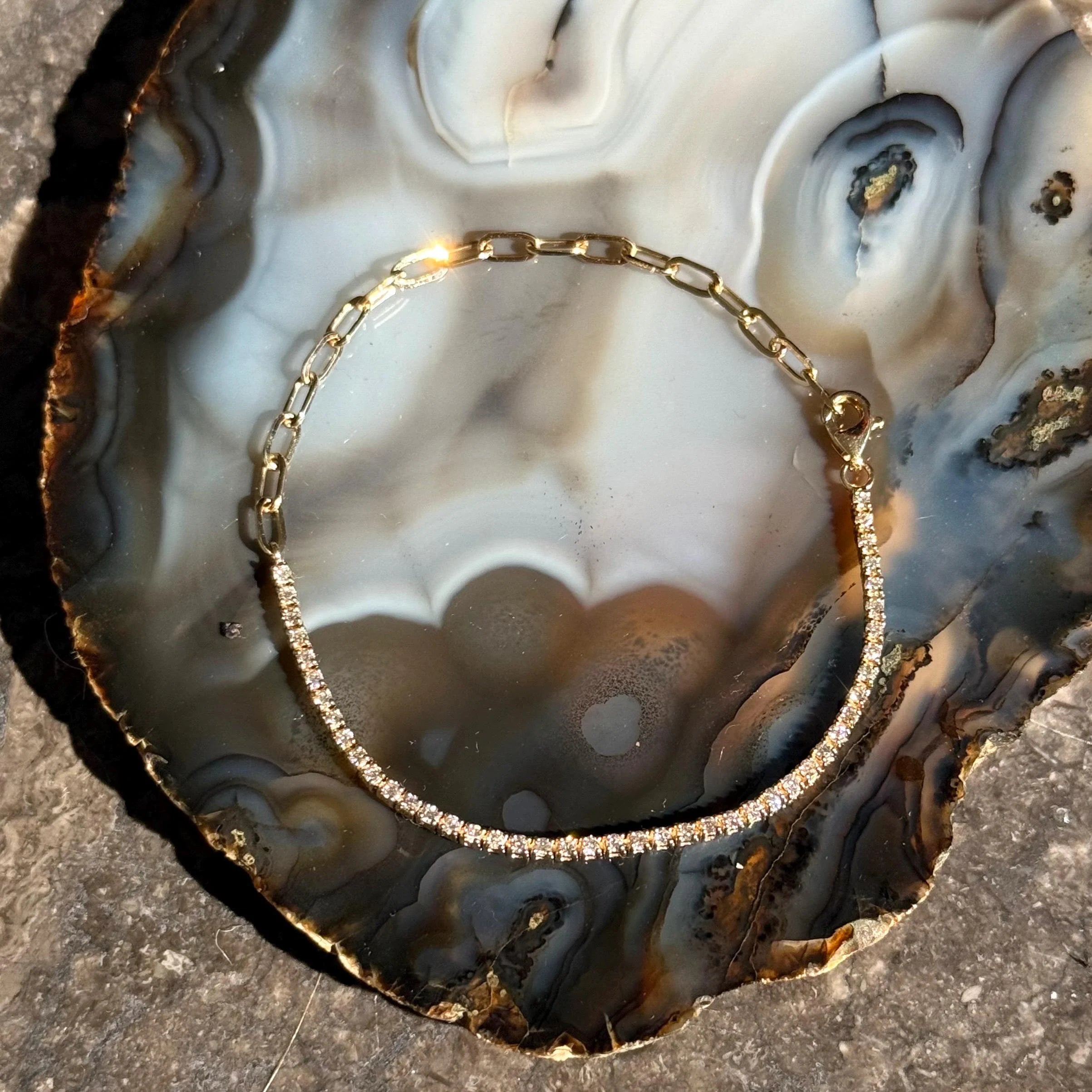 Diamond Tennis Chain Bracelet in 14k Yellow Gold