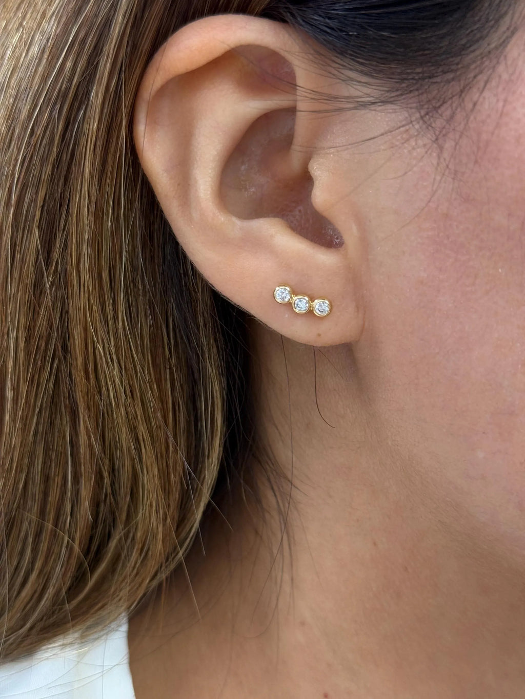 Diamond Stud Crawler Earrings in 18k Yellow Gold