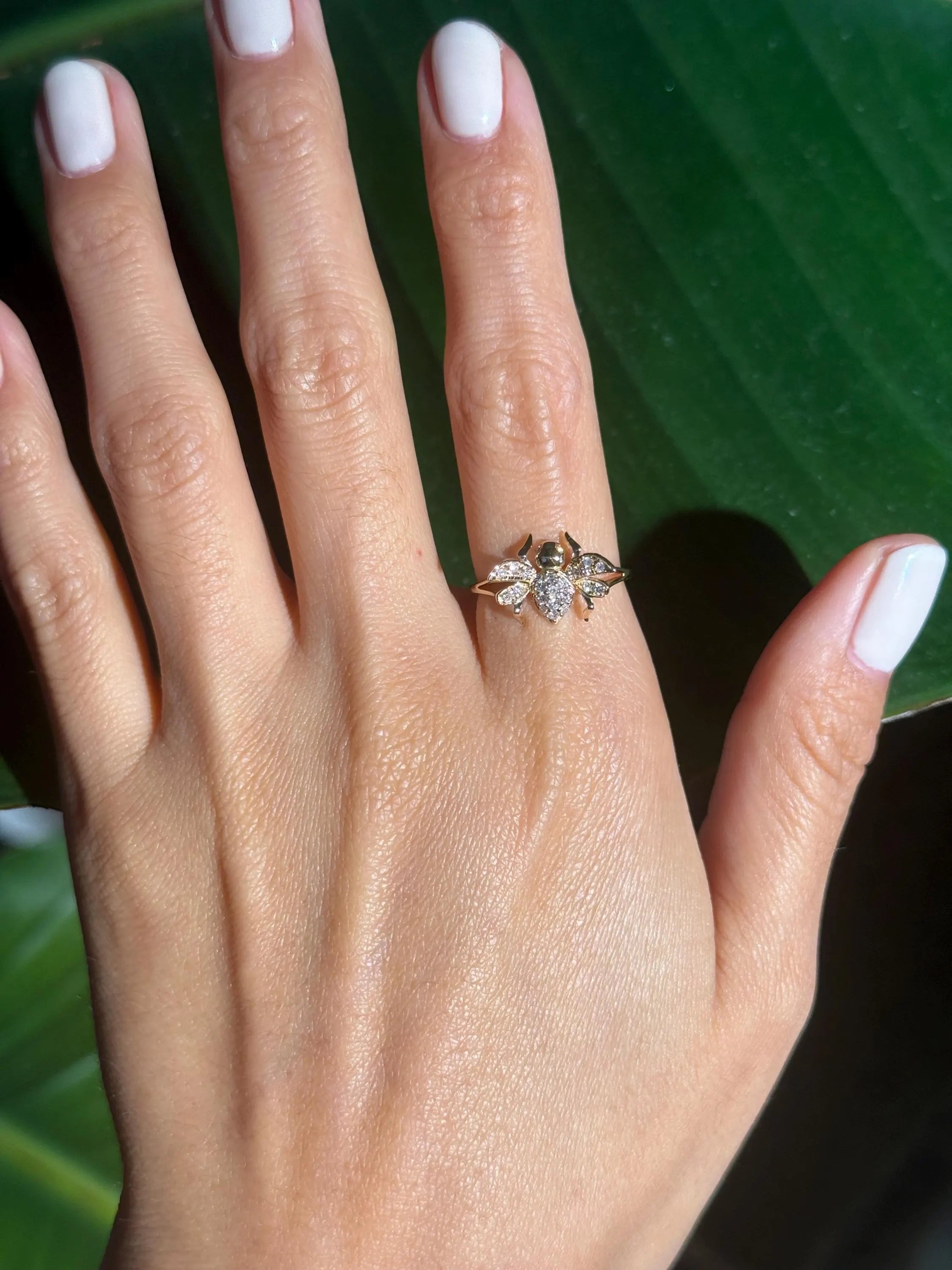 Beetle Diamond Ring in 14k Yellow Gold