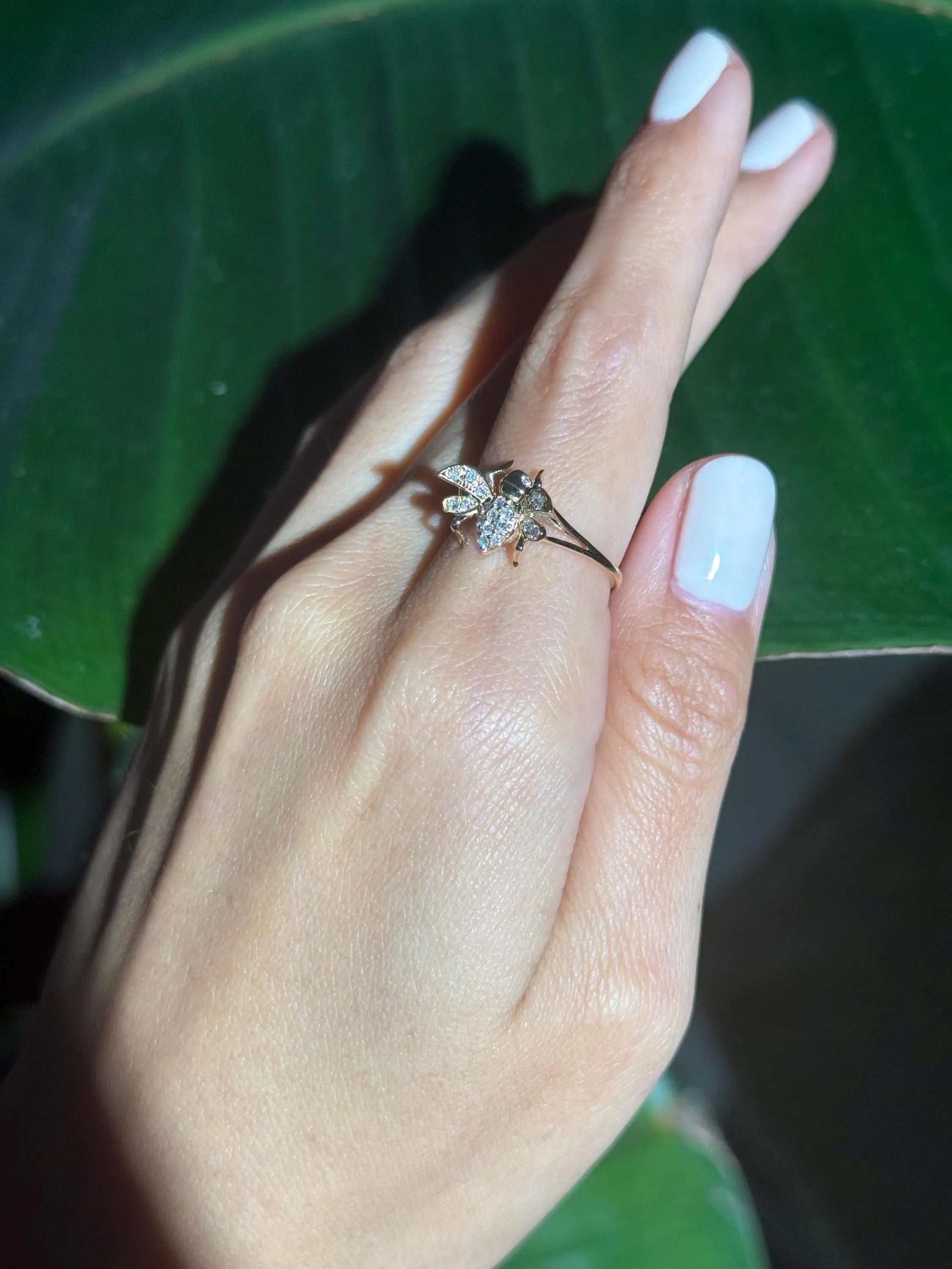 Beetle Diamond Ring in 14k Yellow Gold