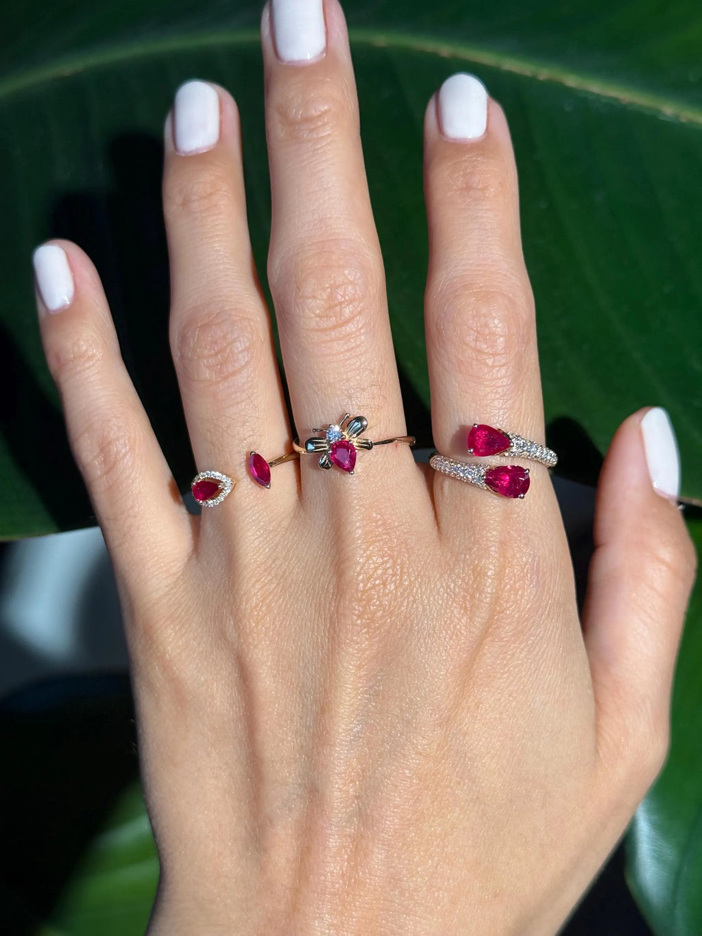 Toi et Moi Ruby Diamond Ring in 14k Yellow Gold