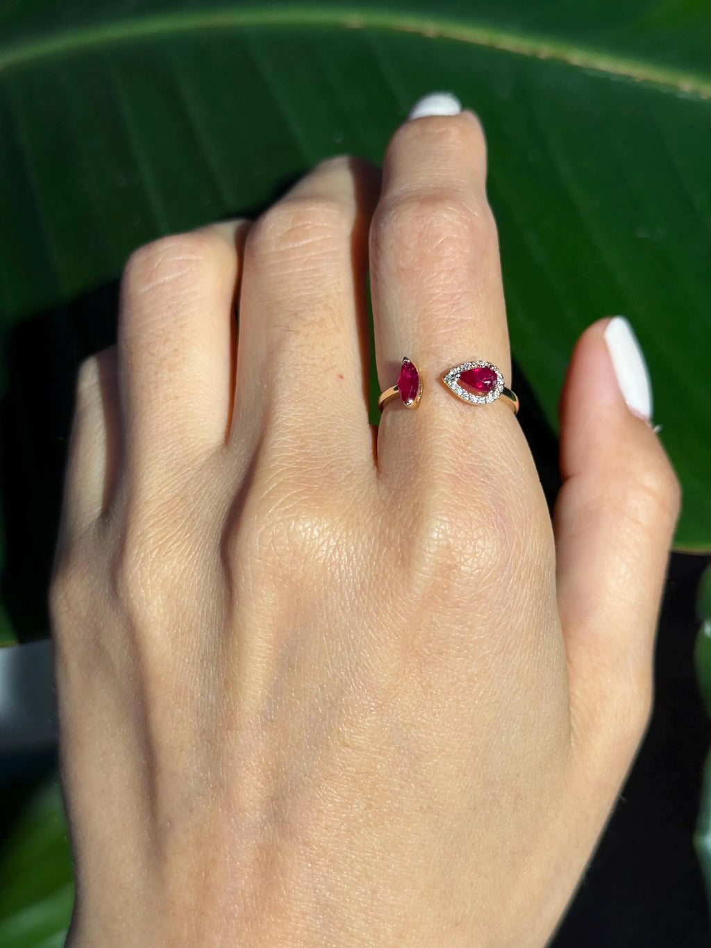 Toi et Moi Ruby Diamond Ring in 14k Yellow Gold