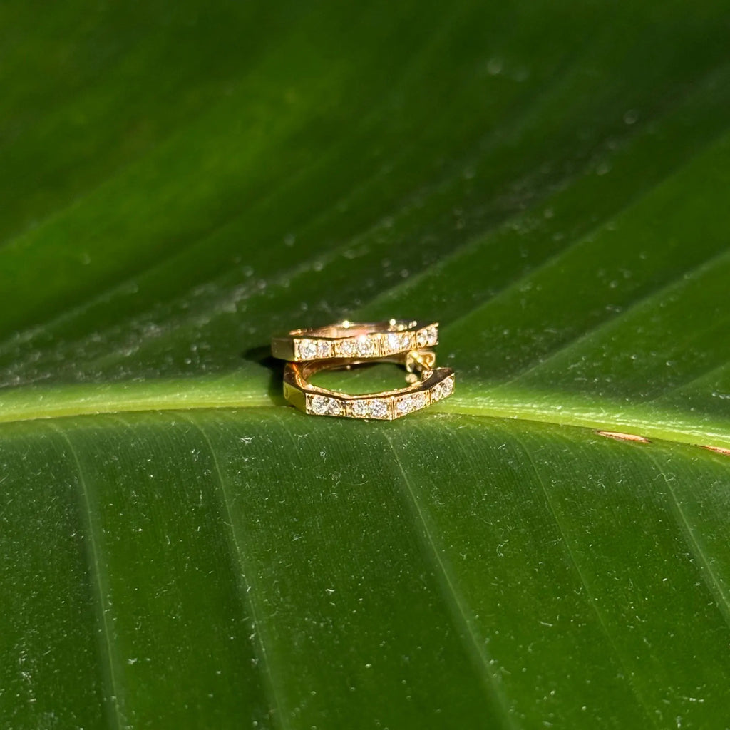 Diamond Hoop Earrings in 14k Yellow Gold