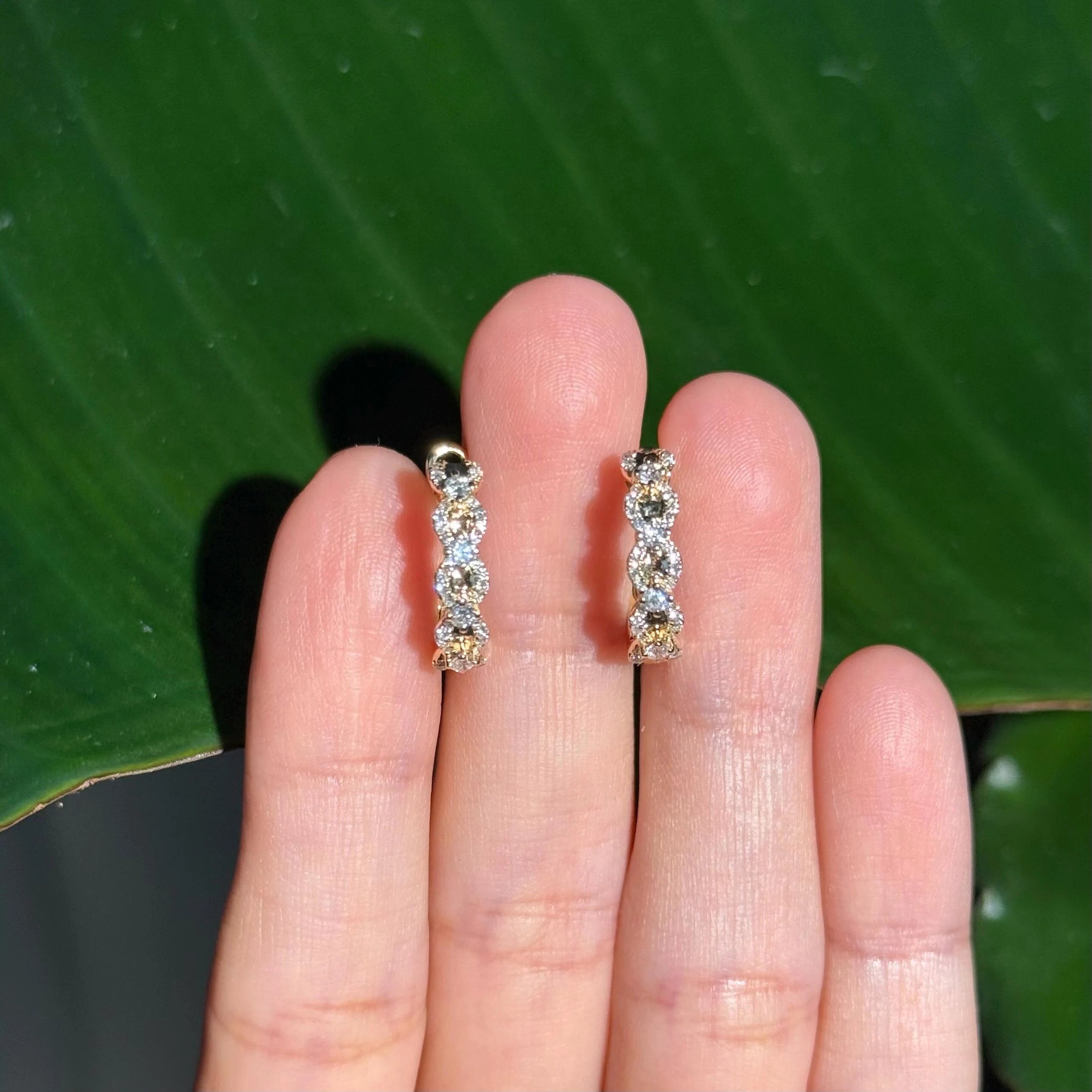 Diamond Hoop Earrings in 14k Yellow Gold