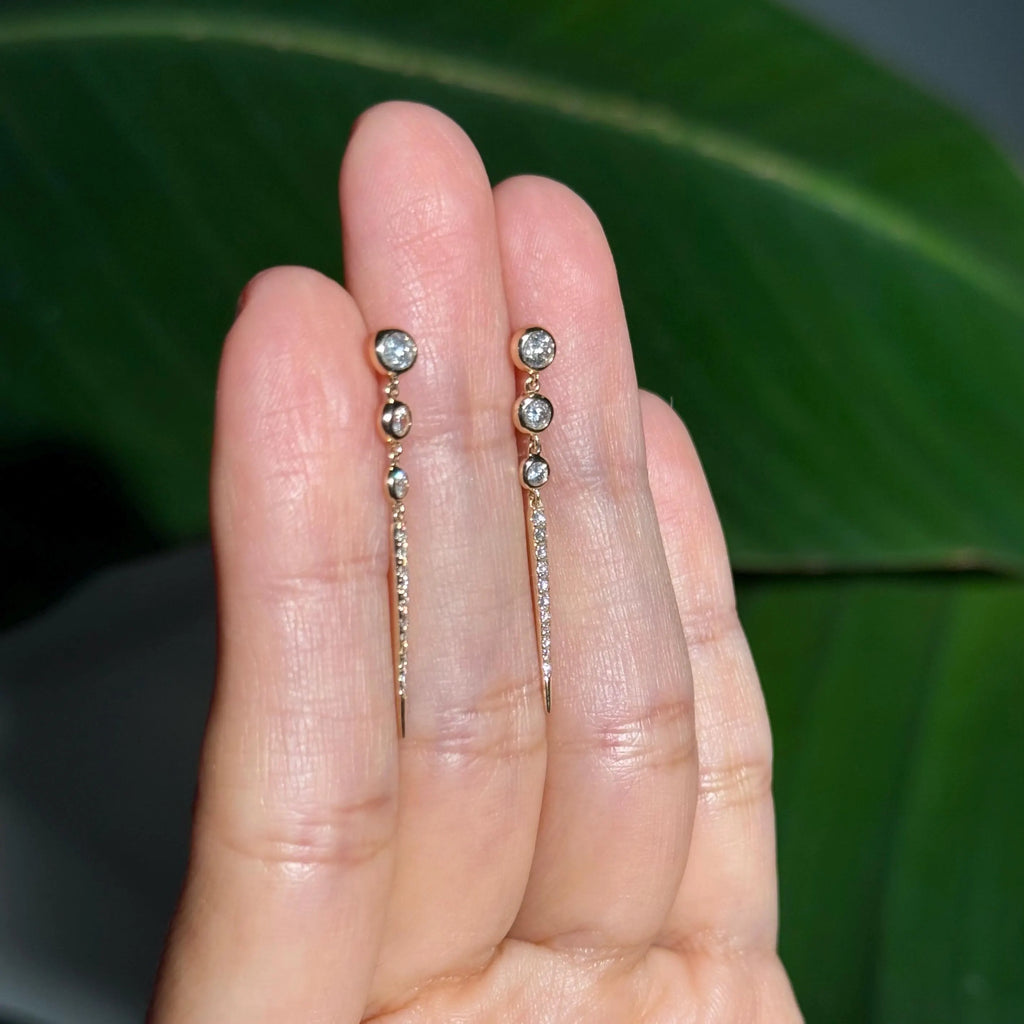 Drop Diamond Earrings in 14k Yellow Gold